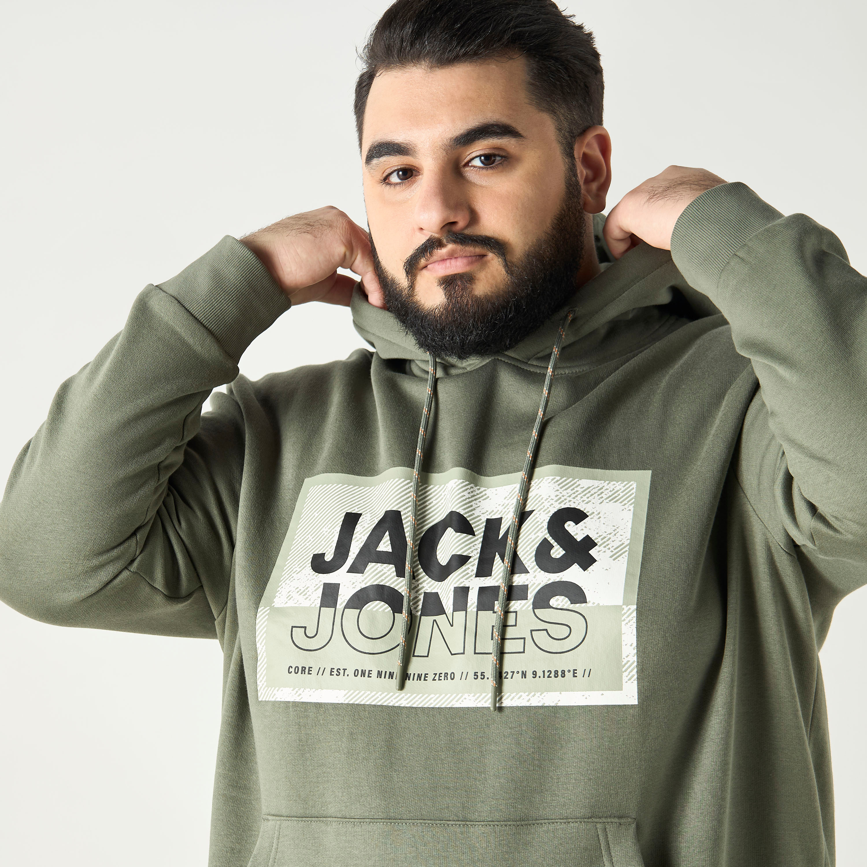 Jack & Jones Plus Size Logo Print Hoodie with Kangaroo Pocket-men-winterwear-hoodiesandsweatshirts-image-8
