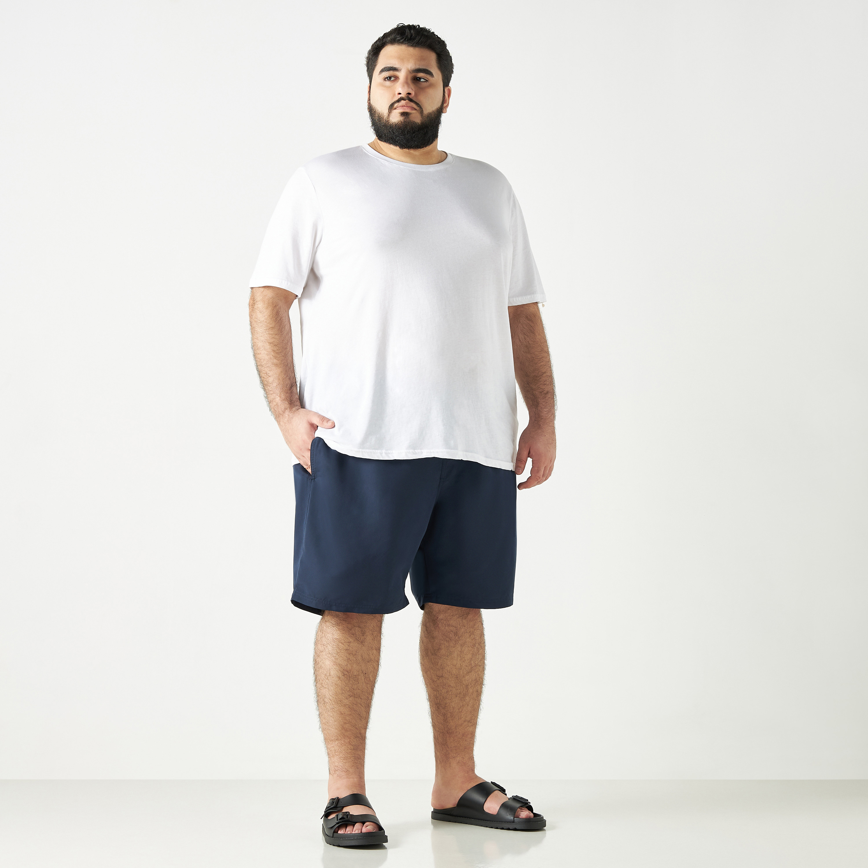 شورت سباحة سادة برباط للخصر مقاس كبير من جاك آند جونز-men-clothing-bottoms-shorts-image-2