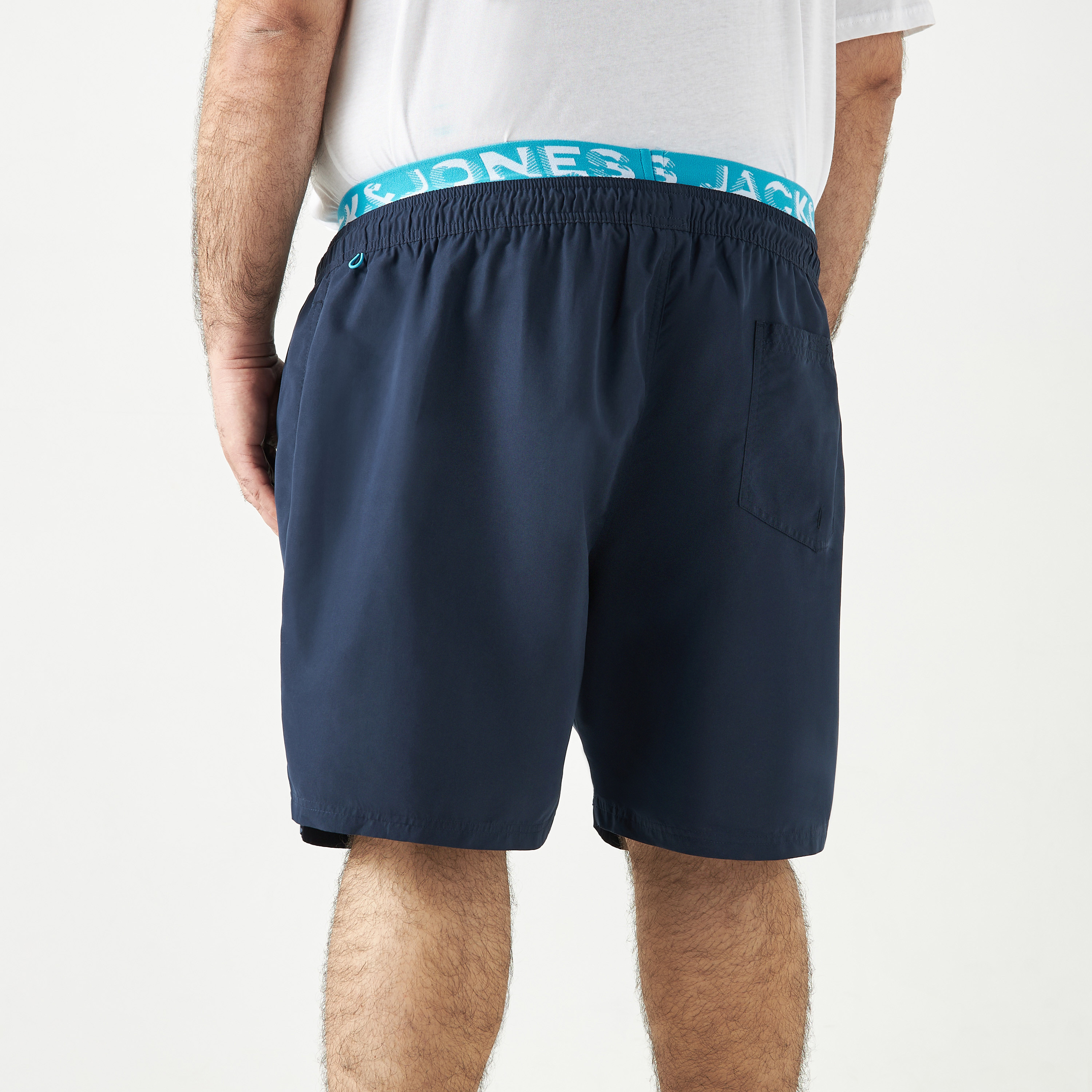 شورت سباحة سادة برباط للخصر مقاس كبير من جاك آند جونز-men-clothing-bottoms-shorts-image-3
