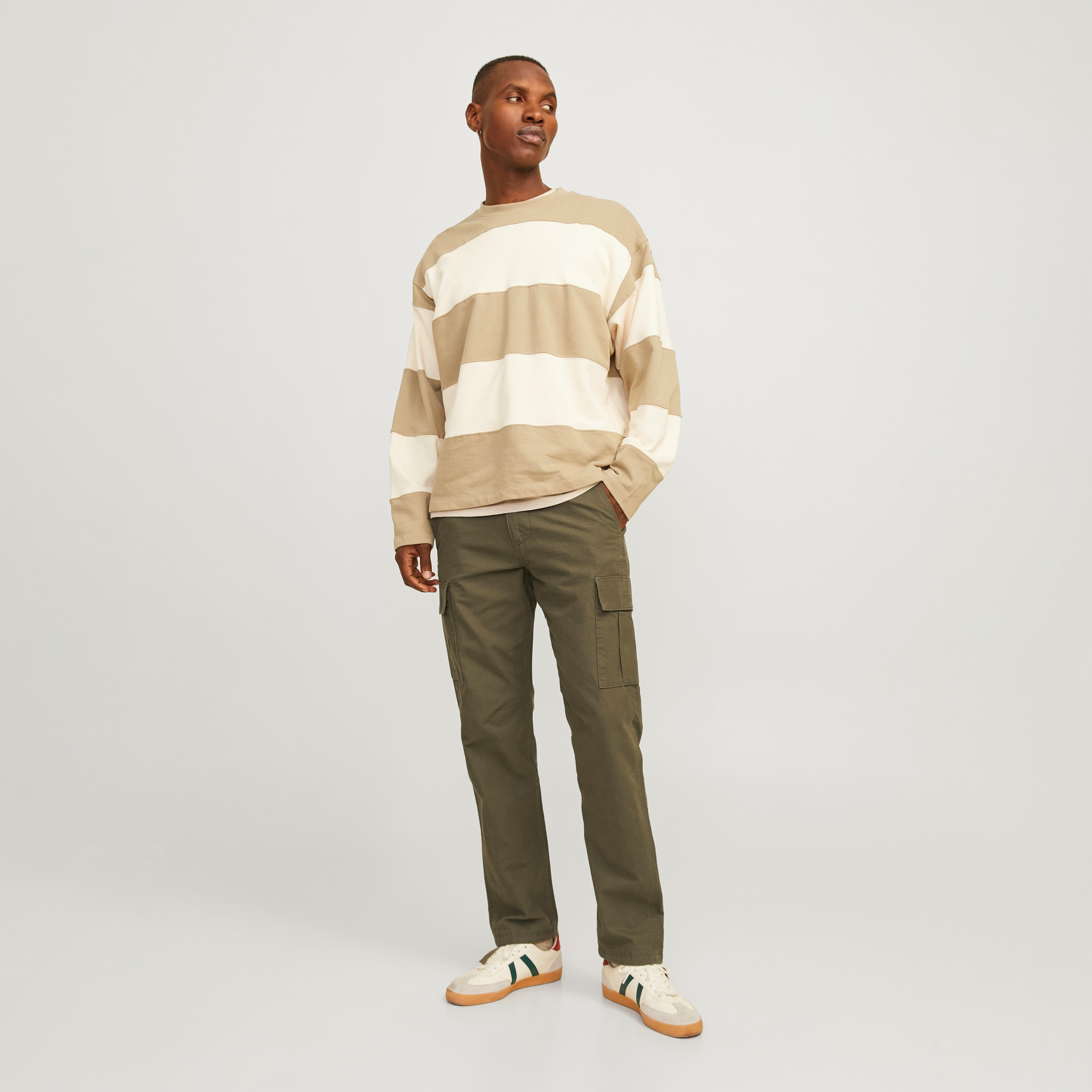 Jack & Jones Plain Mid Rise Buttoned Cargo Trousers-men-clothing-bottoms-trousersandchinos-trousers-image-2