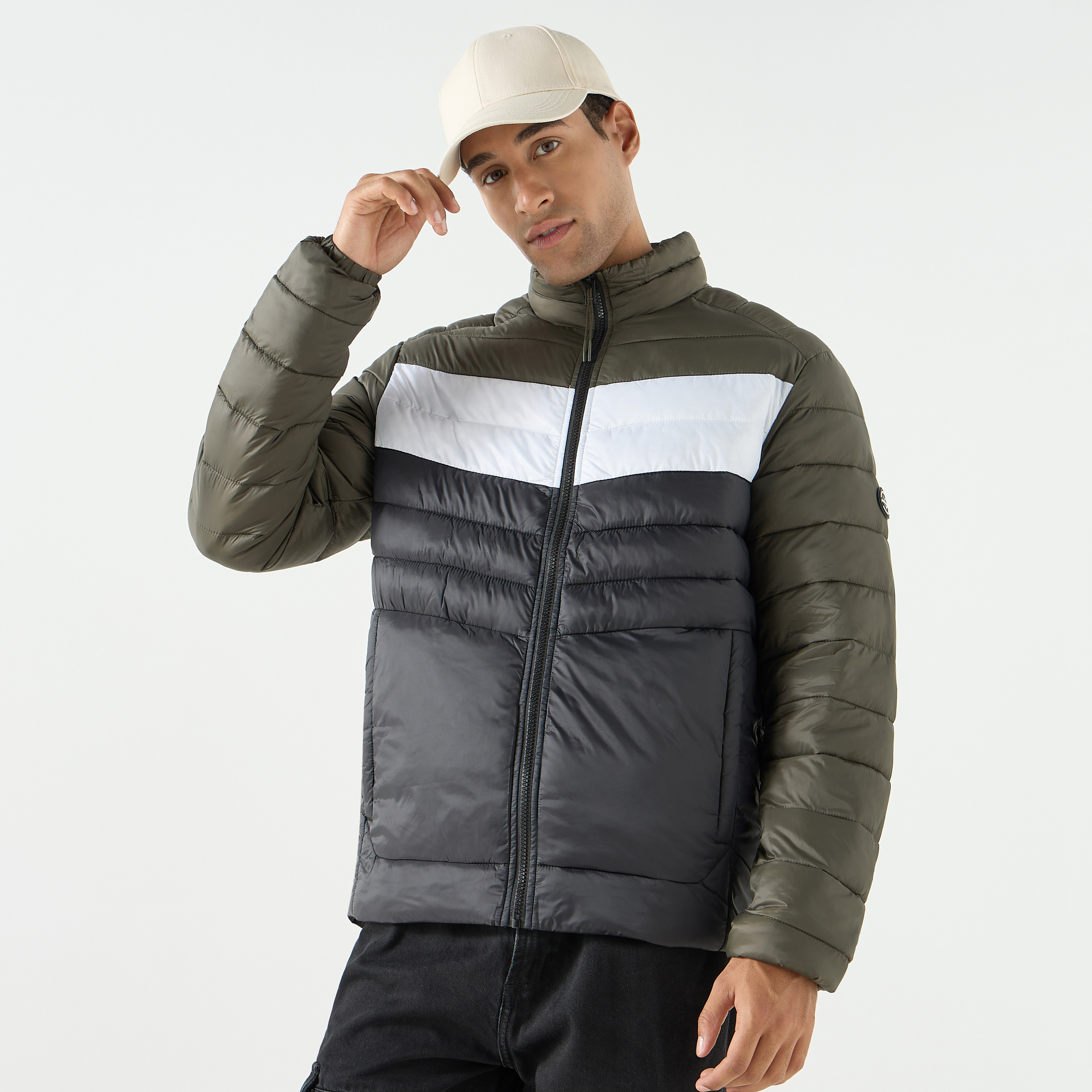 جاك آند جونز كولوربلوك سترة عالية الرقبة وأكمام طويلة للرجال مبطن-men-clothing-jacketsandblazers-jackets-image-5