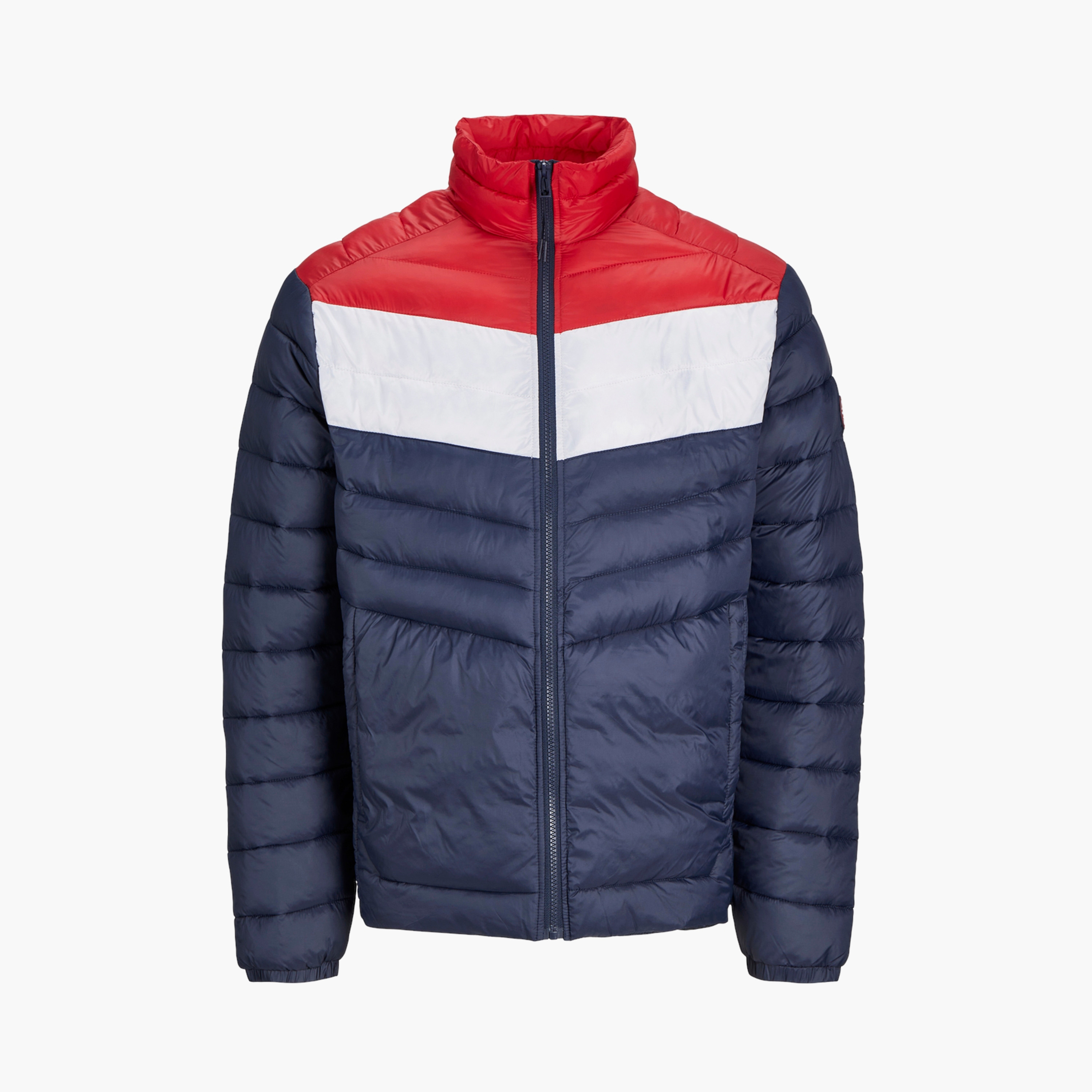 جاكيت منتفخ ملون بأكمام طويلة وياقة عالية واقفة من جاك آند جونز -men-clothing-jacketsandblazers-jackets-image-1