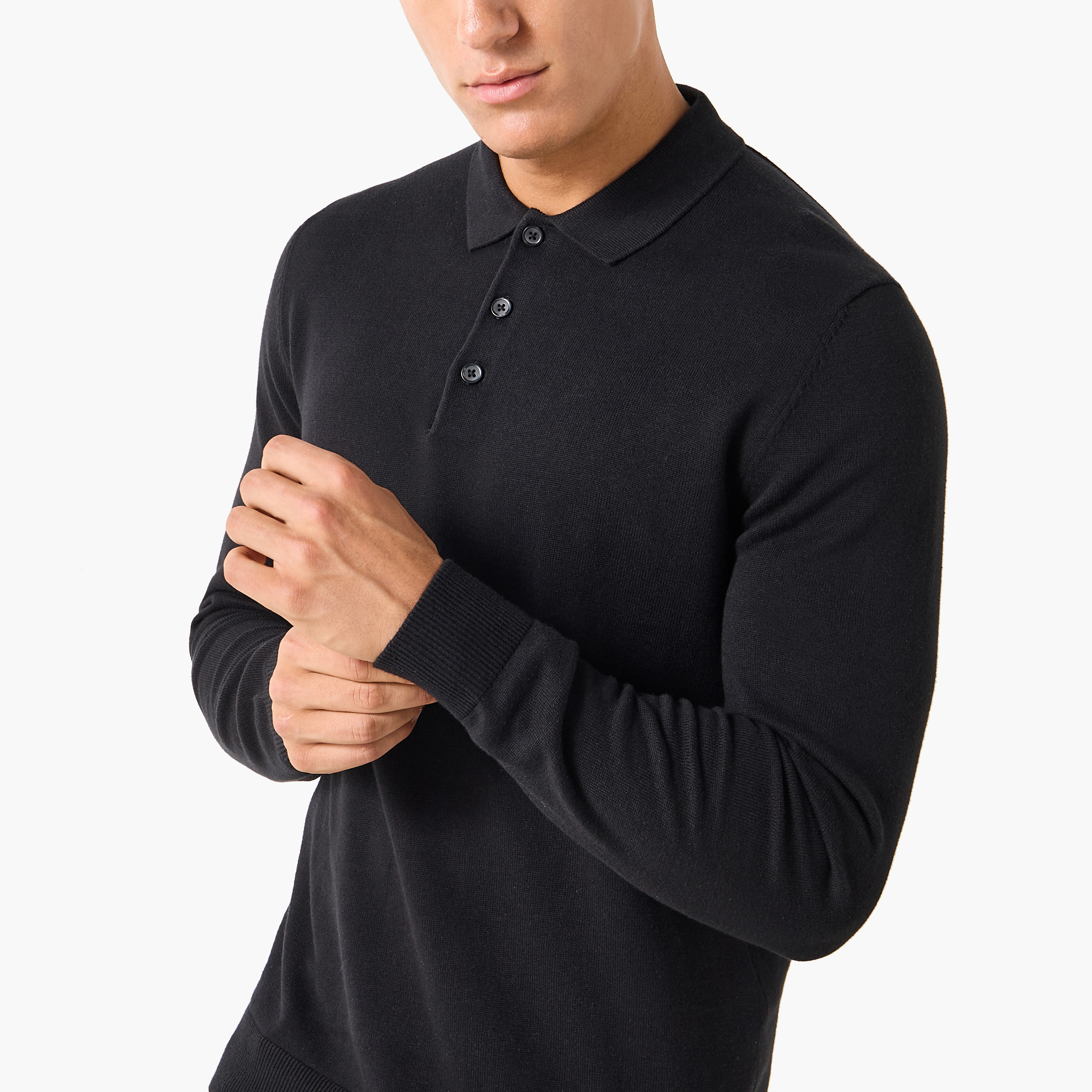 سترة رجالية بأكمام طويلة وياقة بولو سادة من جاك أند جونز-men-clothing-sweatersandpullovers-image-4
