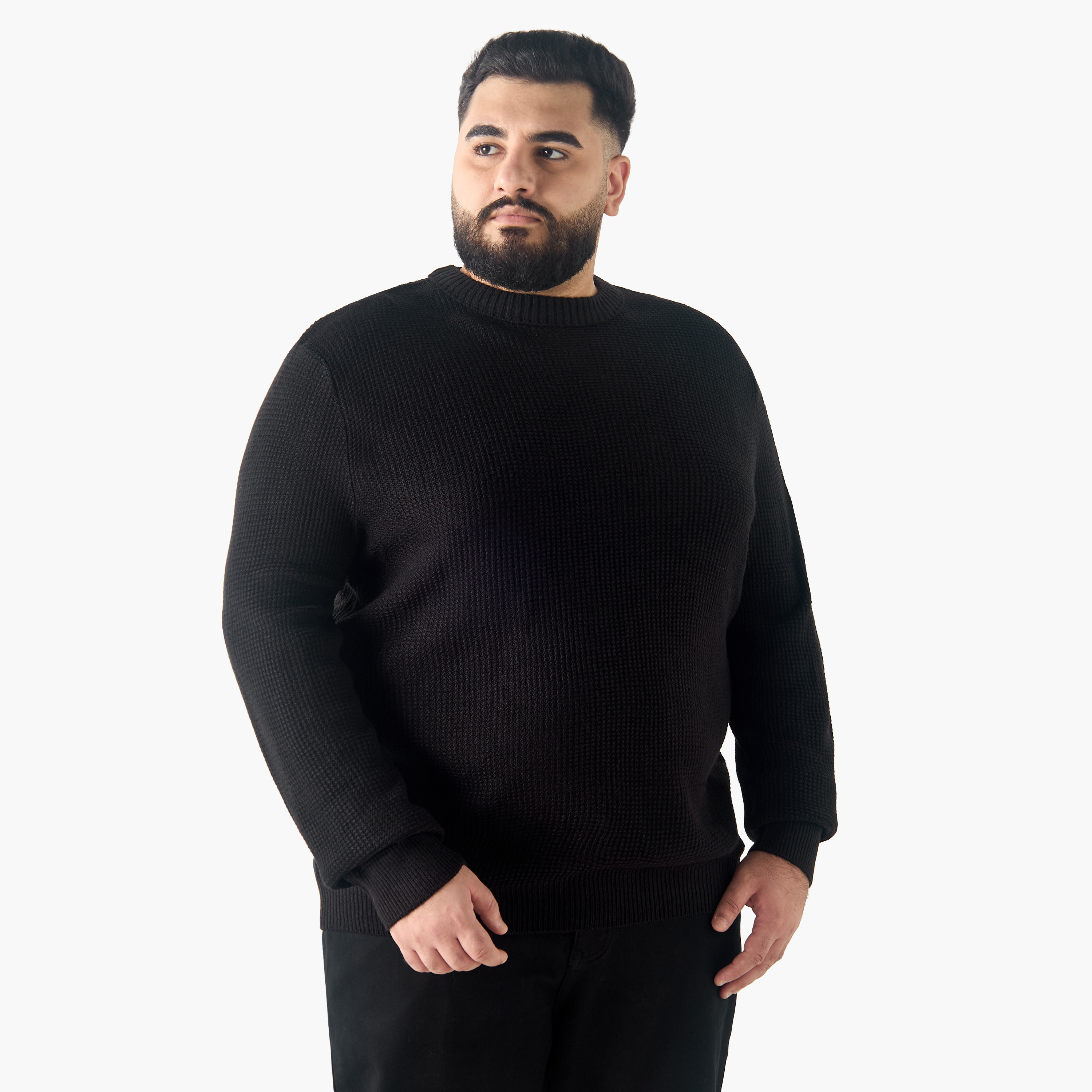 سترة للأولاد بأكمام طويلة وياقة دائرية ومقاس كبير من جاك أند جونز-men-clothing-sweatersandpullovers-image-3