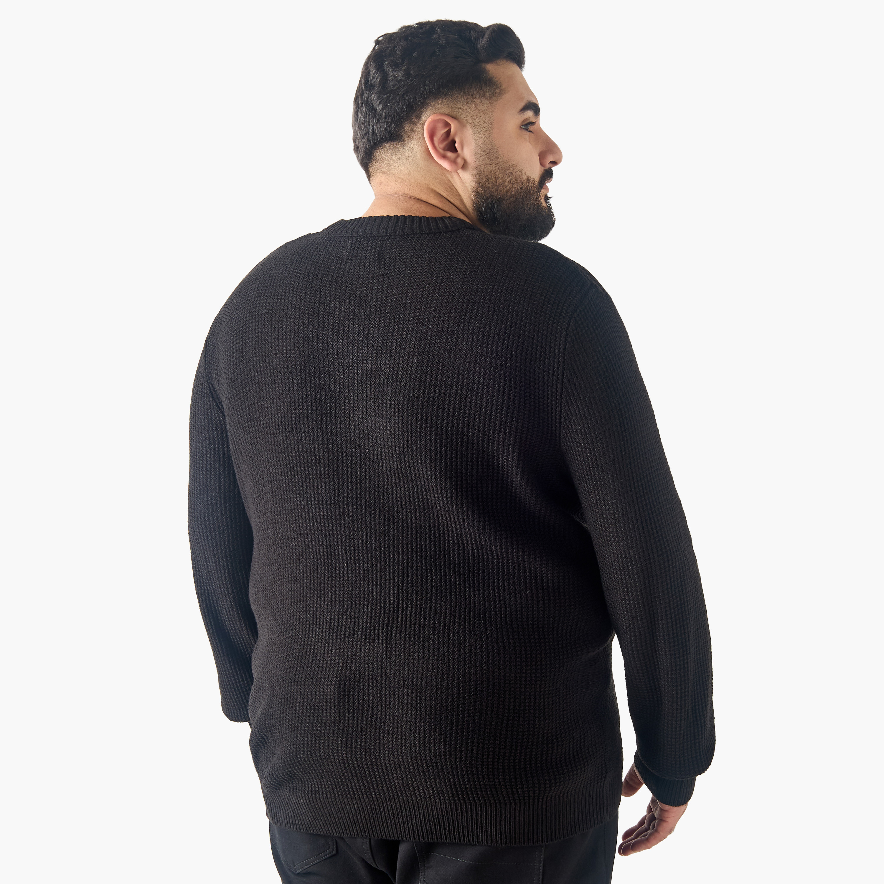 سترة للأولاد بأكمام طويلة وياقة دائرية ومقاس كبير من جاك أند جونز-men-clothing-sweatersandpullovers-image-3