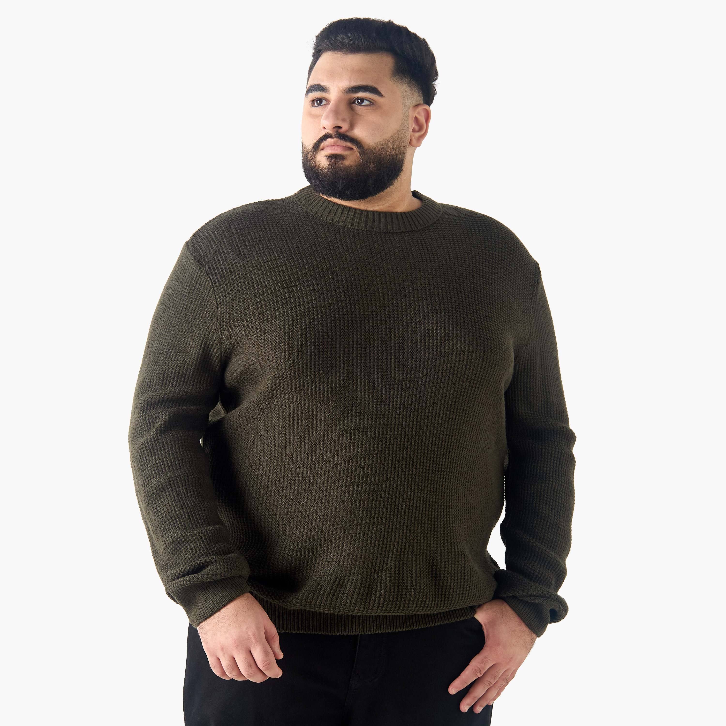 سترة للأولاد بأكمام طويلة وياقة دائرية ومقاس كبير من جاك أند جونز-men-clothing-sweatersandpullovers-image-2