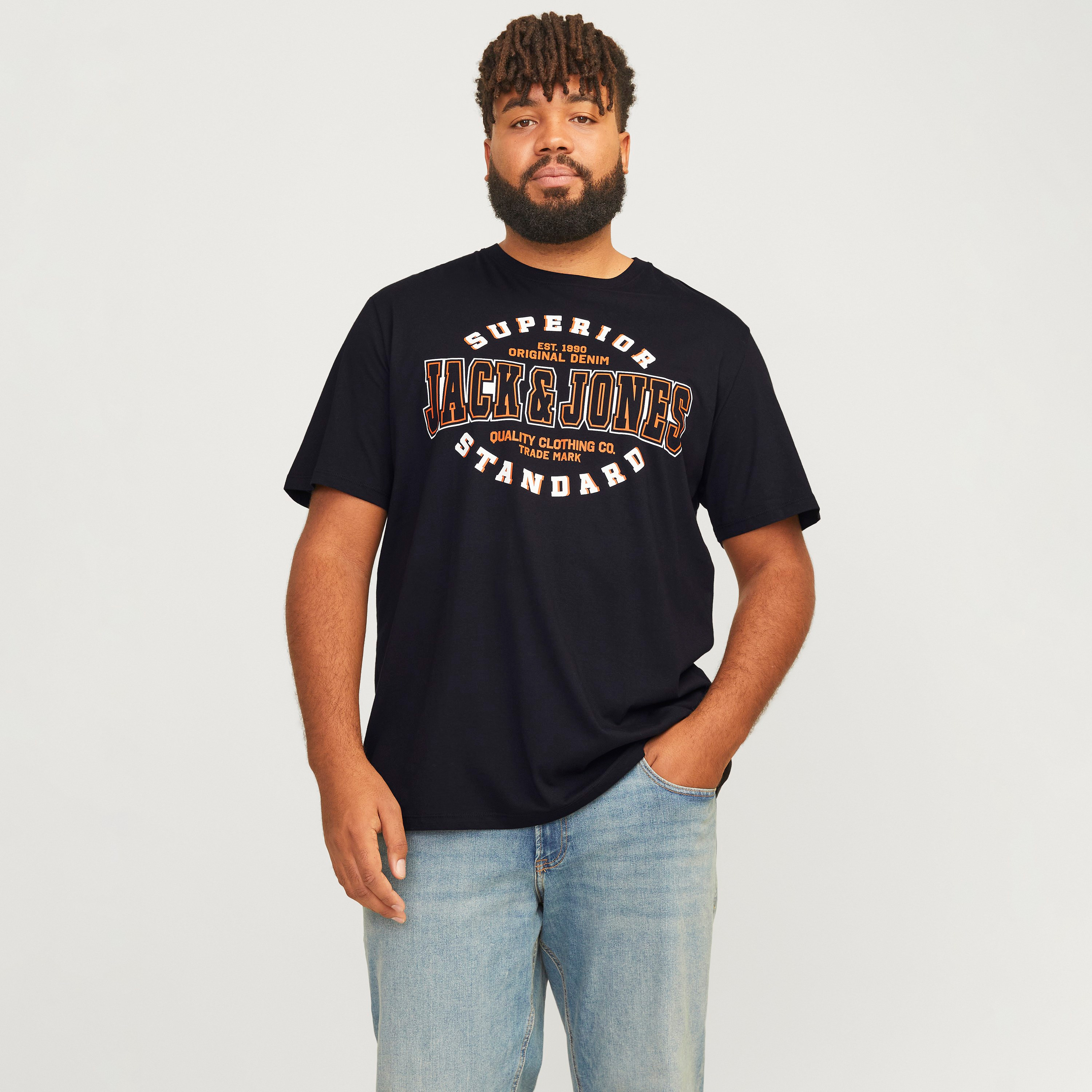 Jack & Jones Plus Size Logo Round Neck Short Sleeves Men's T-Shirt-men-clothing-tshirtsandpolos-tshirts-image-1