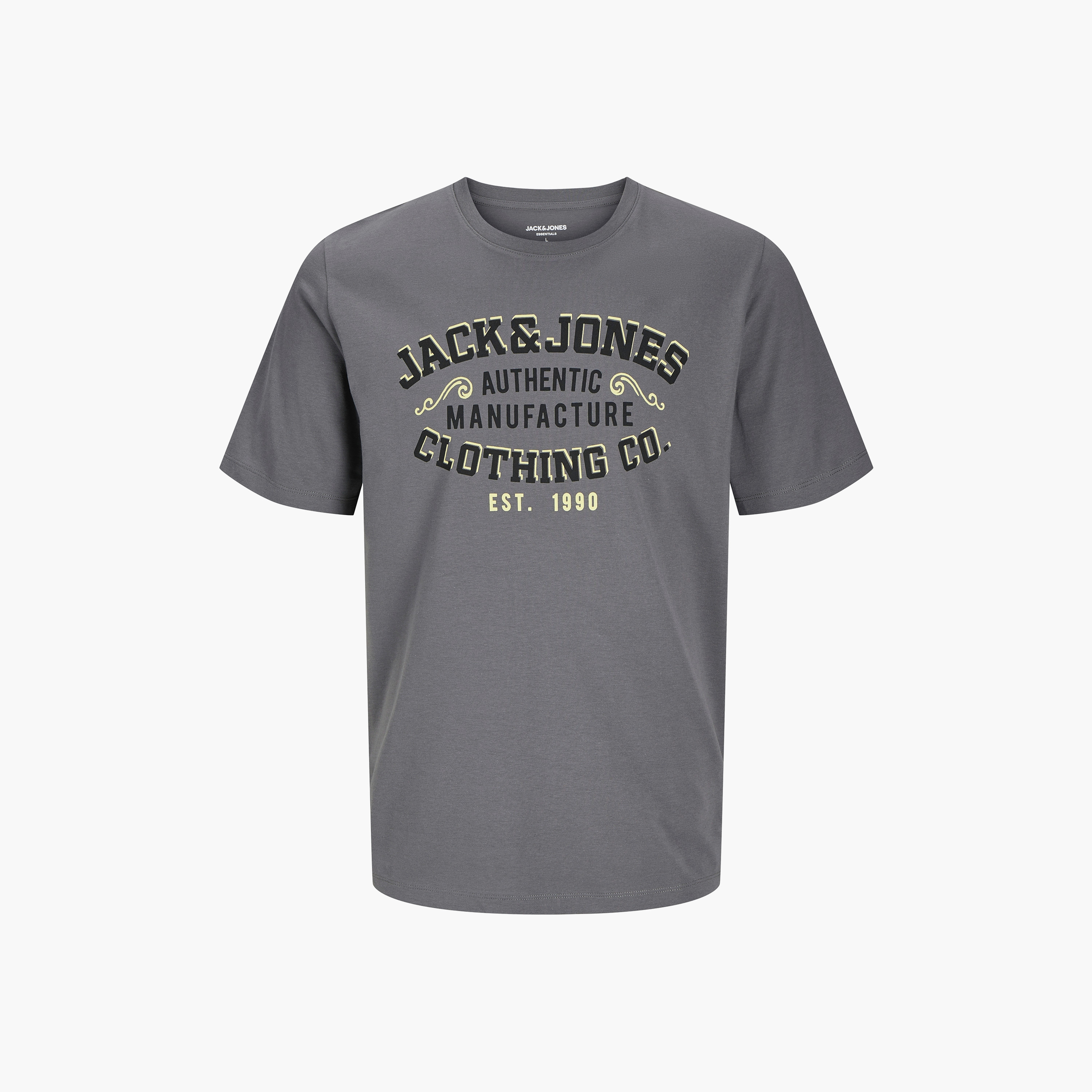 تي شيرت رجالي بأكمام قصيرة ورقبة دائرية وشعار مقاس كبير من جاك اند جونز-men-clothing-tshirtsandpolos-tshirts-image-7