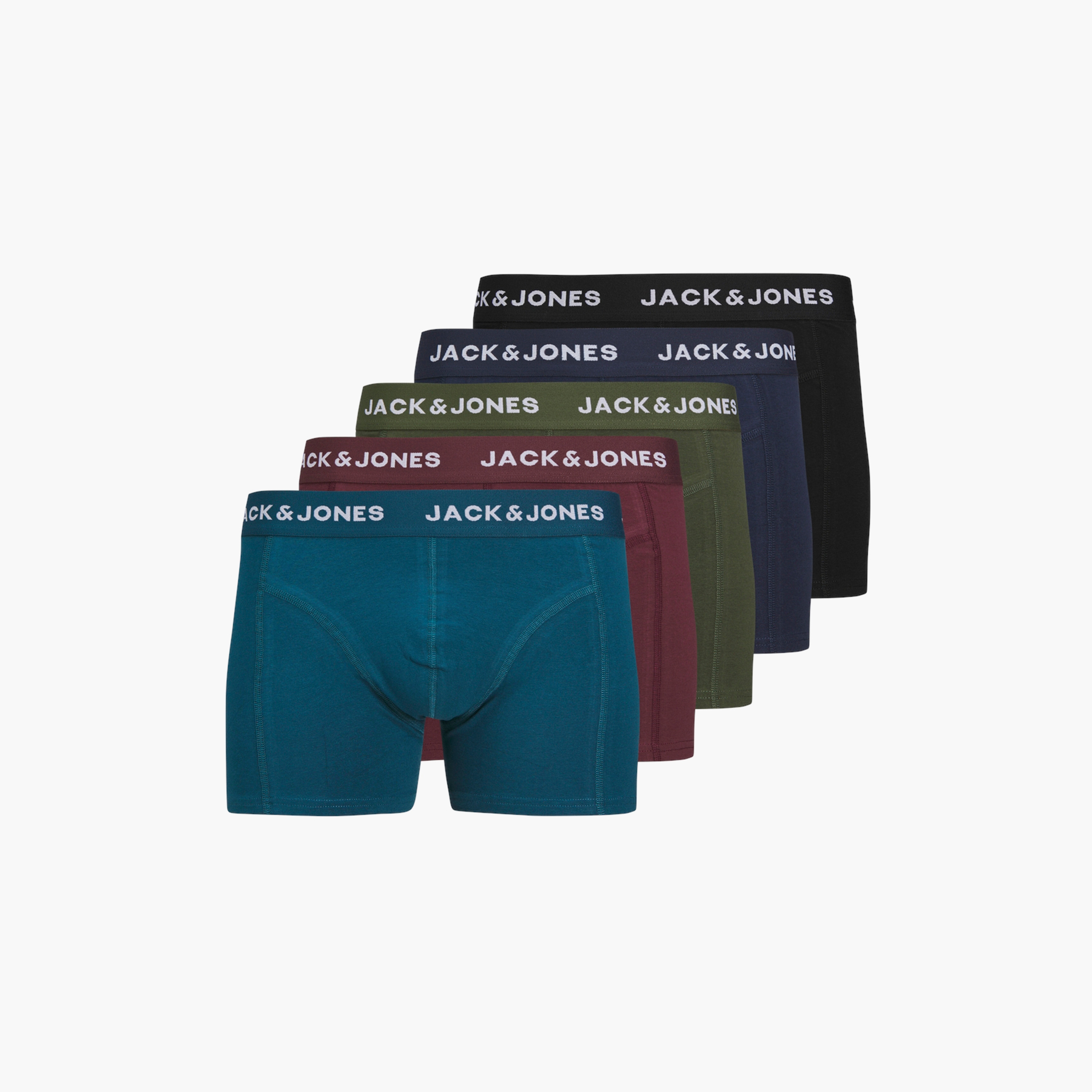 Jack & Jones Pack of 5 Brand Print Elasticated Waistband Men's Trunks-men-clothing-innerwear-underwear-image-1