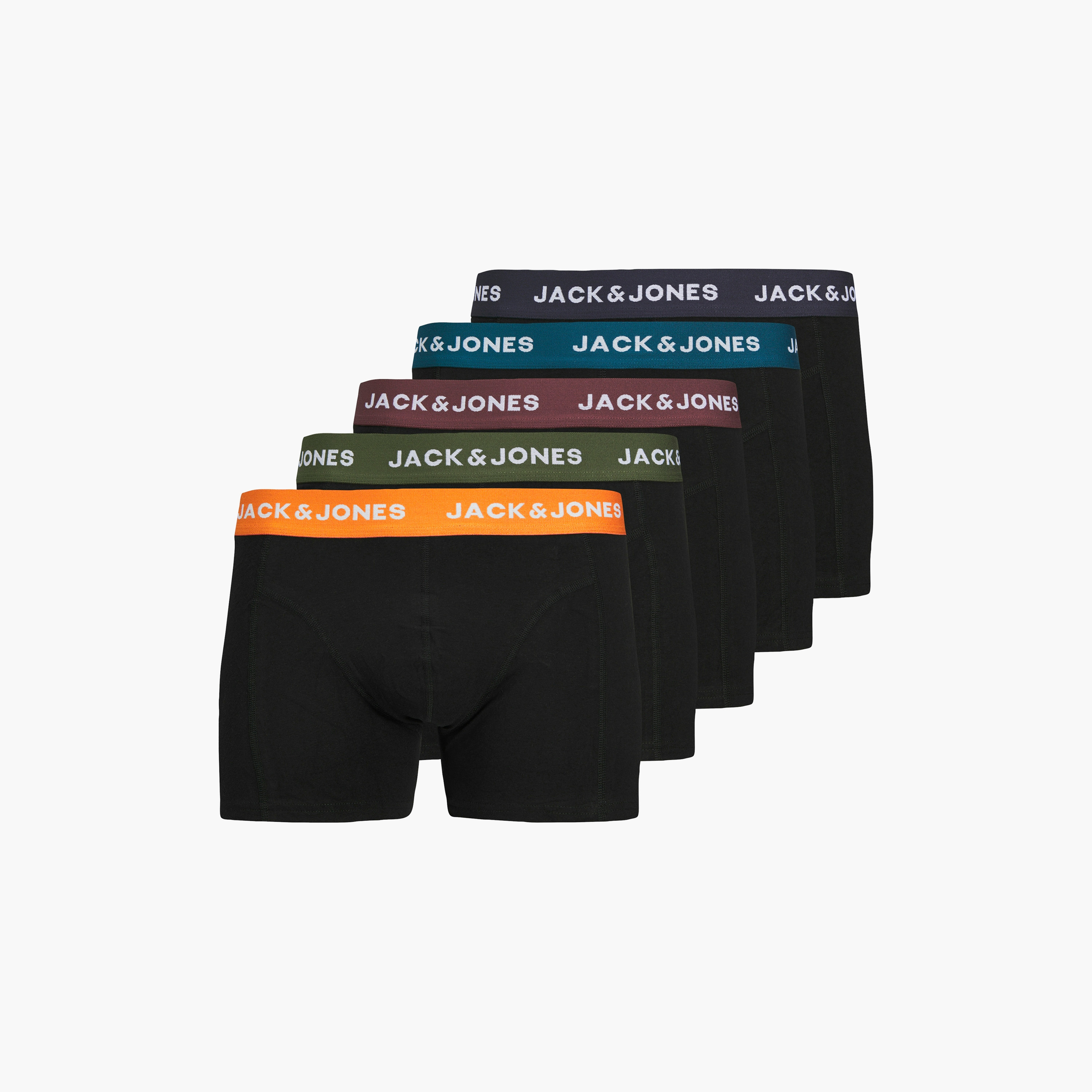 مجموعة من 5 سراويل داخلية للرجال برباط خصر مطبوع عليه علامة تجارية من جاك اند جونز-men-clothing-innerwear-underwear-image-1