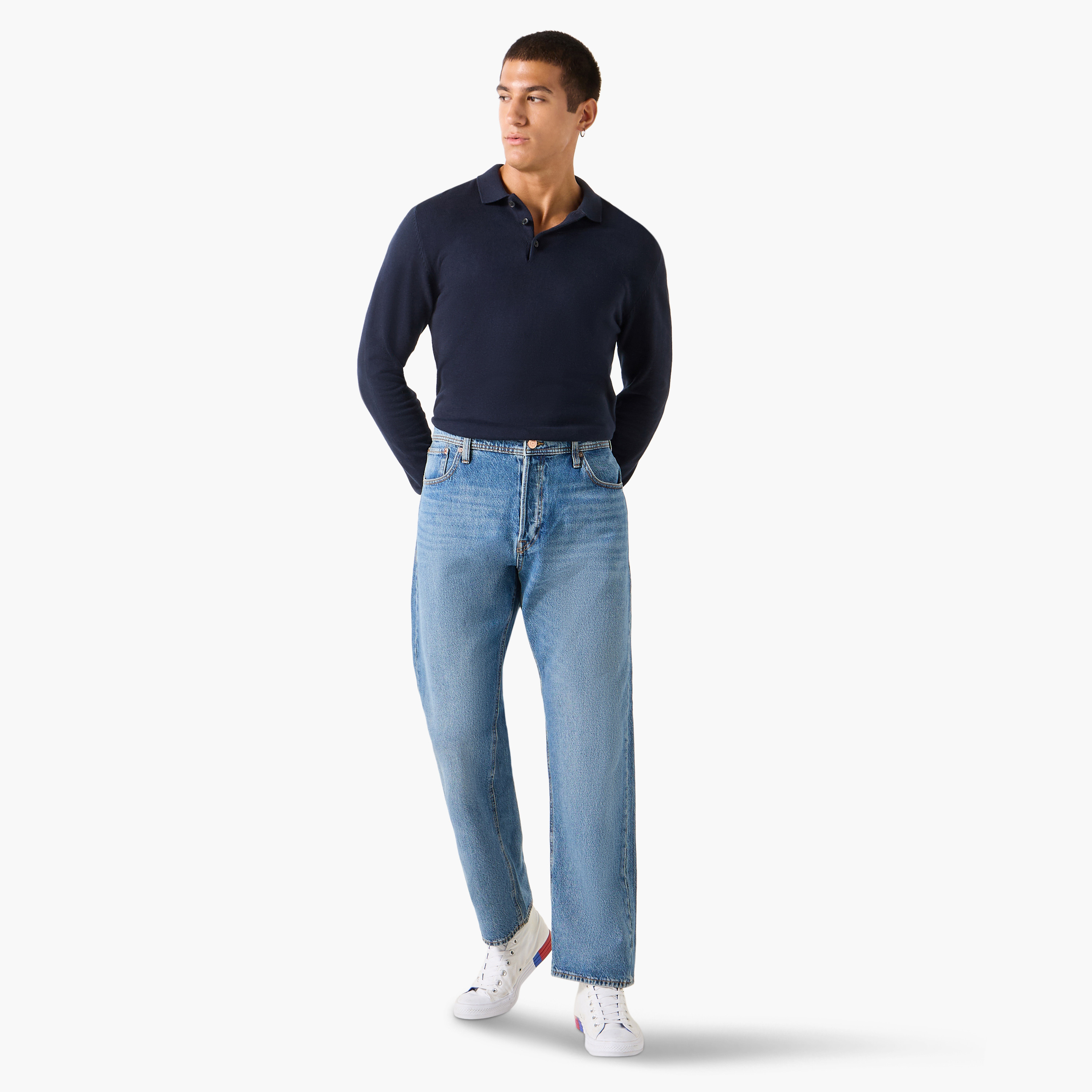 Jack & Jones Regular Fit Plain 5 Pockets Mid-Rise Men's Jeans-men-clothing-bottoms-jeans-image-2