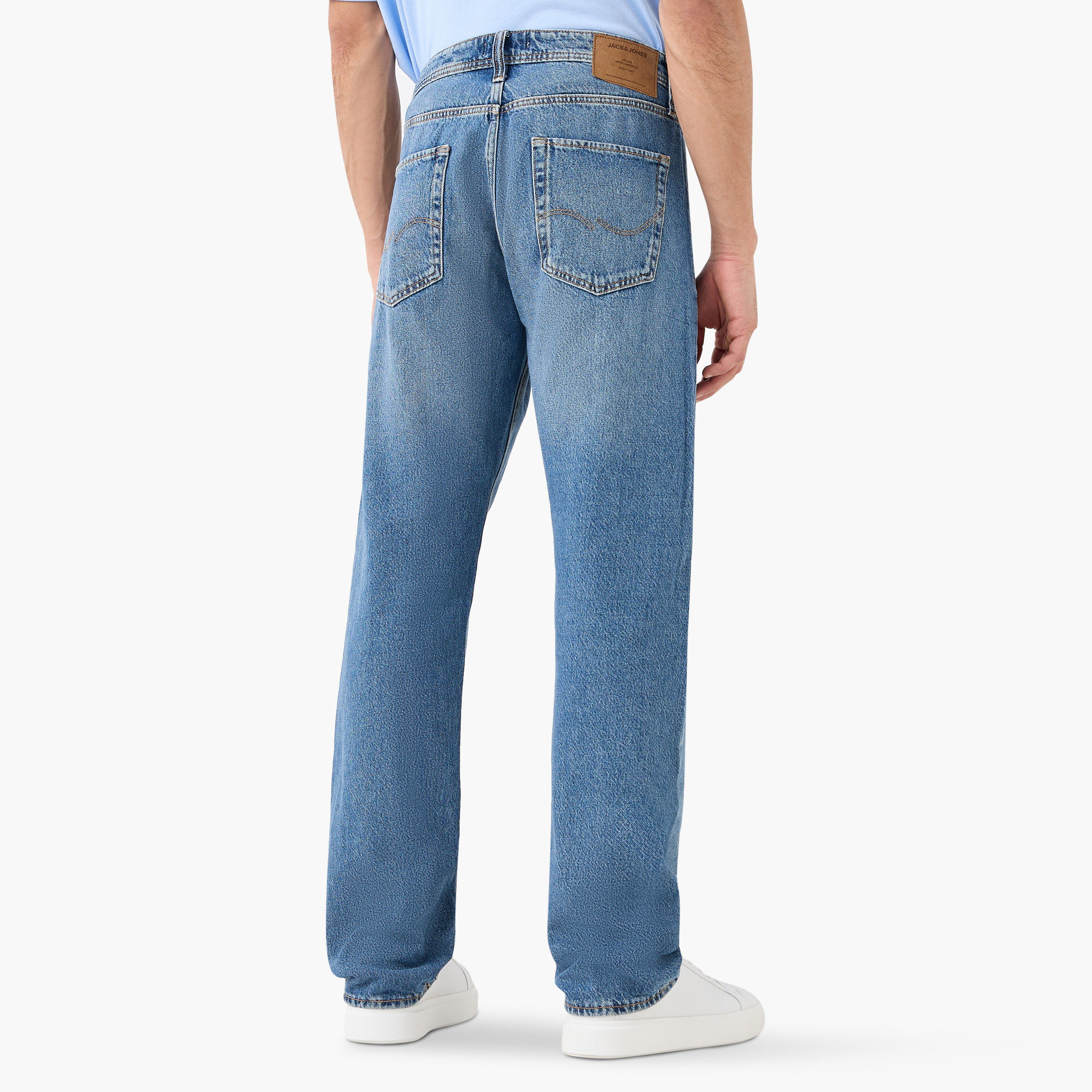 جاك آند جونز بنطال جينز رجالي بقصة عادية و5 جيوب متوسط ​​الارتفاع-men-clothing-bottoms-jeans-image-3