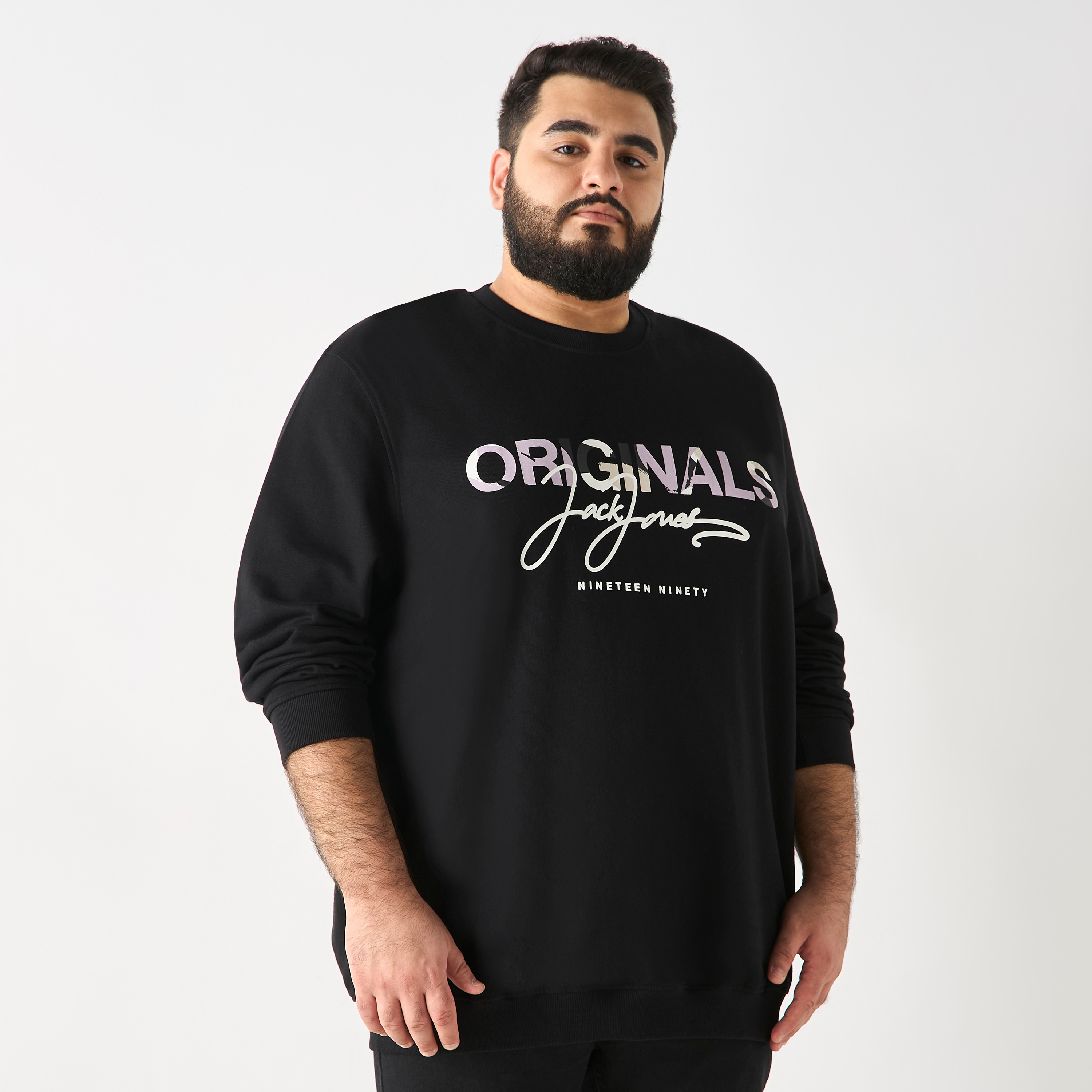 Jack & Jones Plus Size Logo Crew Neck Long Sleeves Sweatshirt-men-winterwear-hoodiesandsweatshirts-image-1