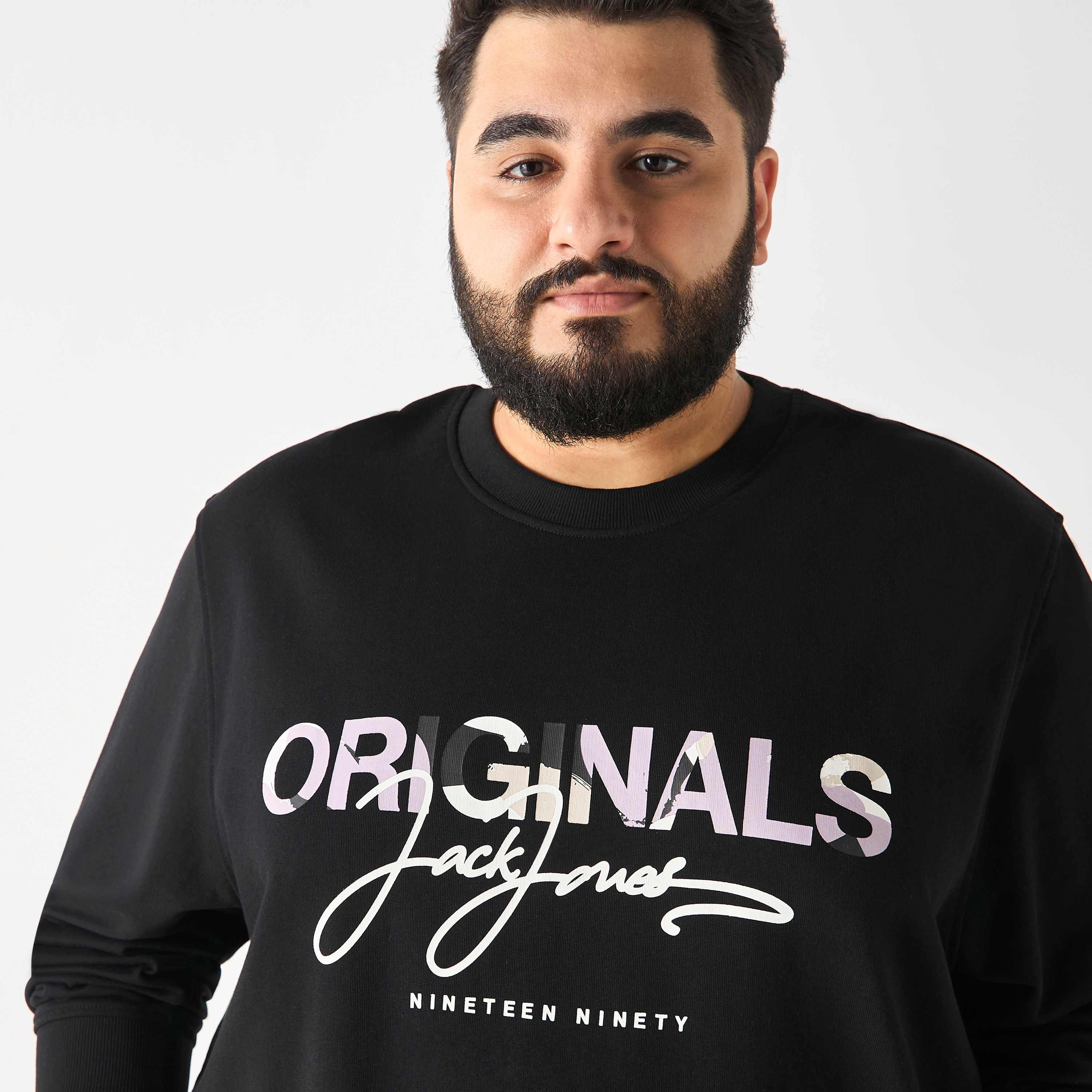 Jack & Jones Plus Size Logo Crew Neck Long Sleeves Sweatshirt-men-winterwear-hoodiesandsweatshirts-image-4