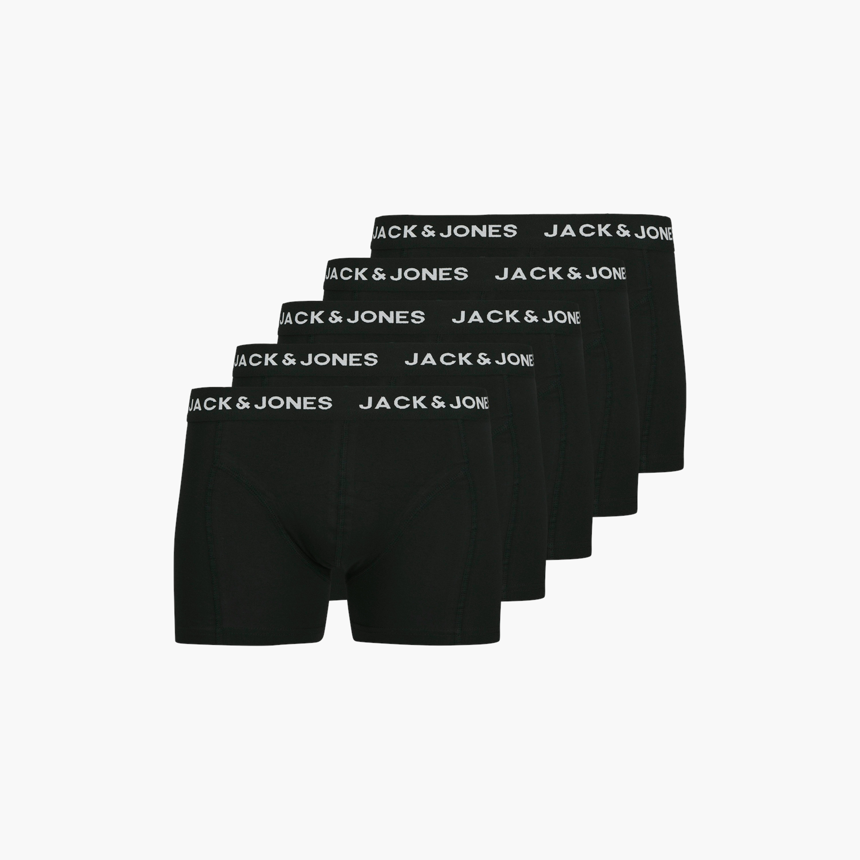 Jack & Jones Pack of 5 Brand Print Elaticated Waistband Trunks-men-clothing-innerwear-underwear-image-1