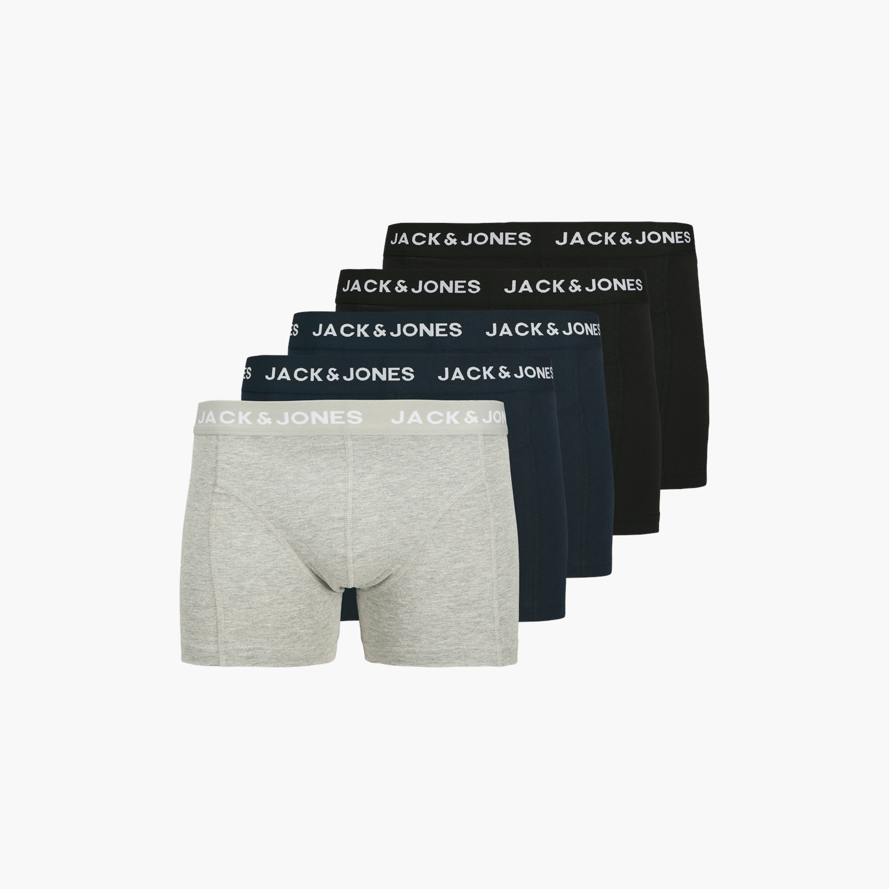 حزمة من 5 سراويل داخلية بحزام خصر مطاطي مطبوع عليها علامة تجارية من جاك آند جونز-men-clothing-innerwear-underwear-image-5