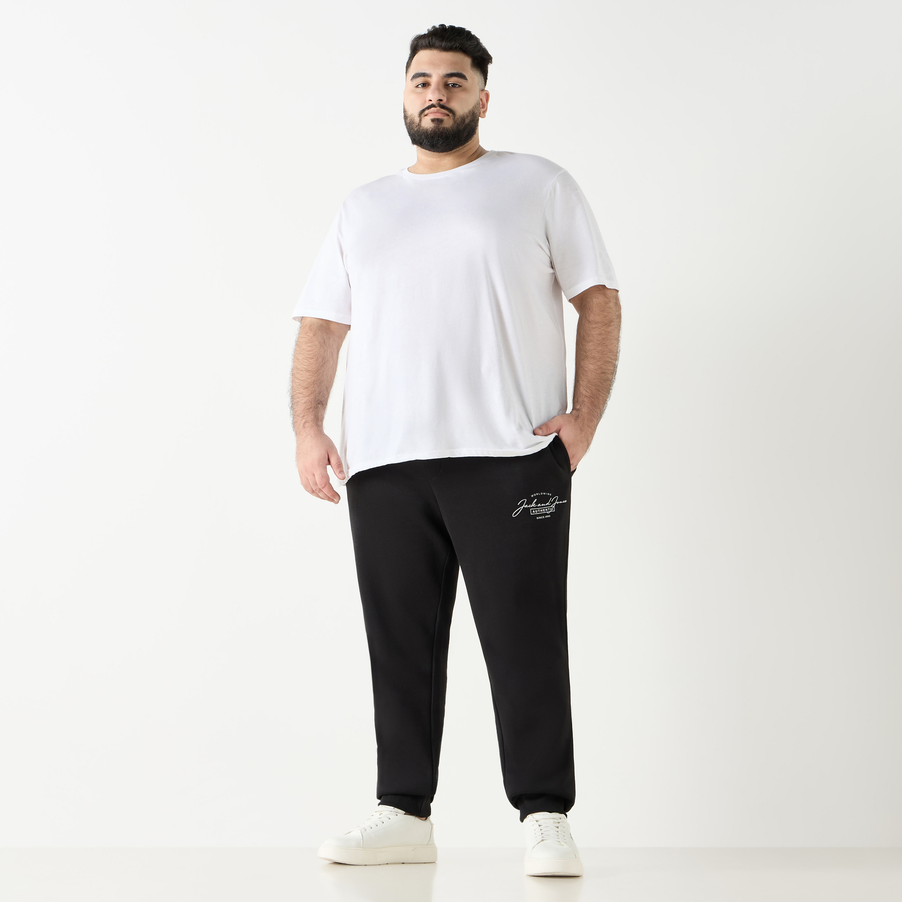 Jack & Jones Plain Mid-Rise Drawstring Waistband Joggers-men-clothing-bottoms-joggers-image-2
