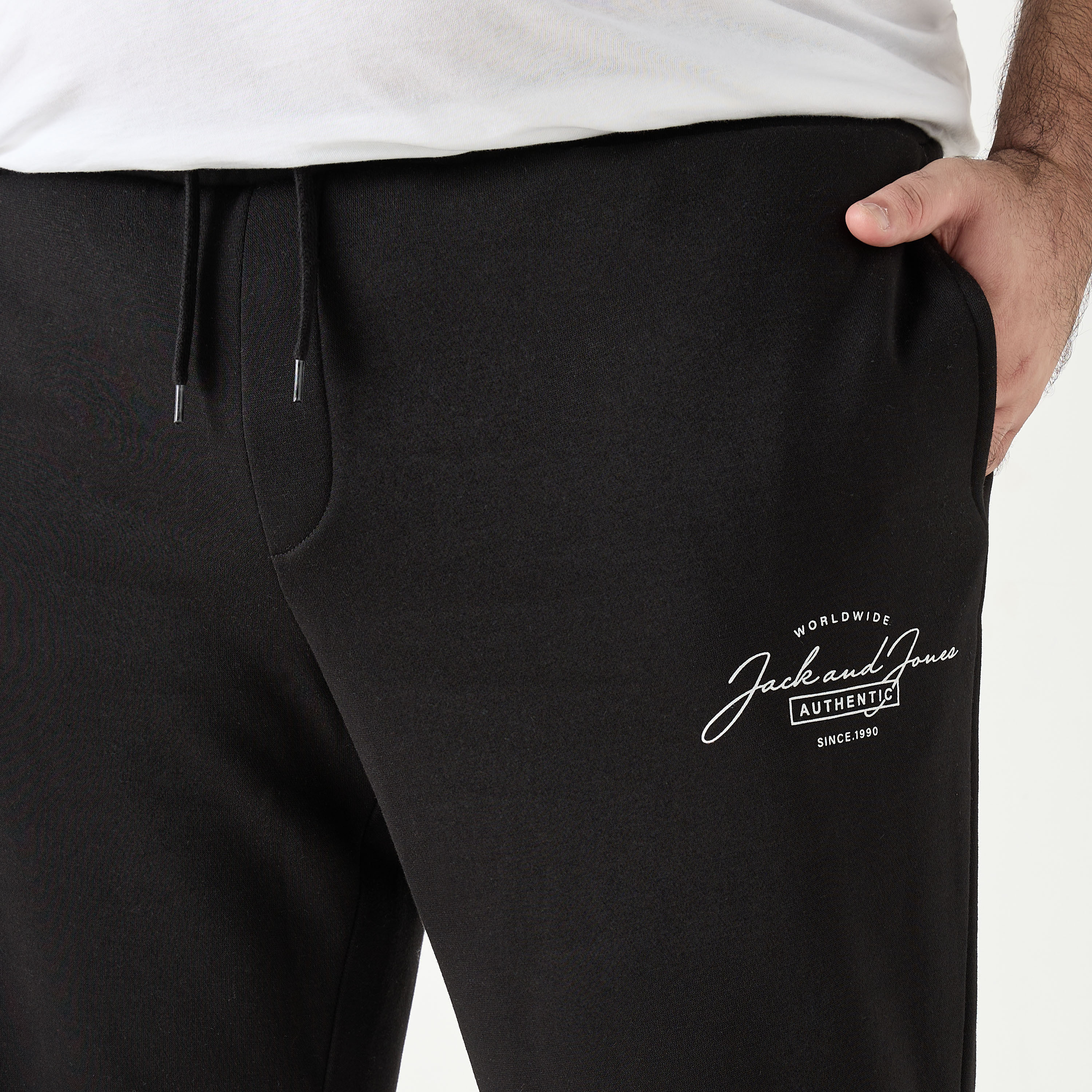 Jack & Jones Plain Mid-Rise Drawstring Waistband Joggers-men-clothing-bottoms-joggers-image-4