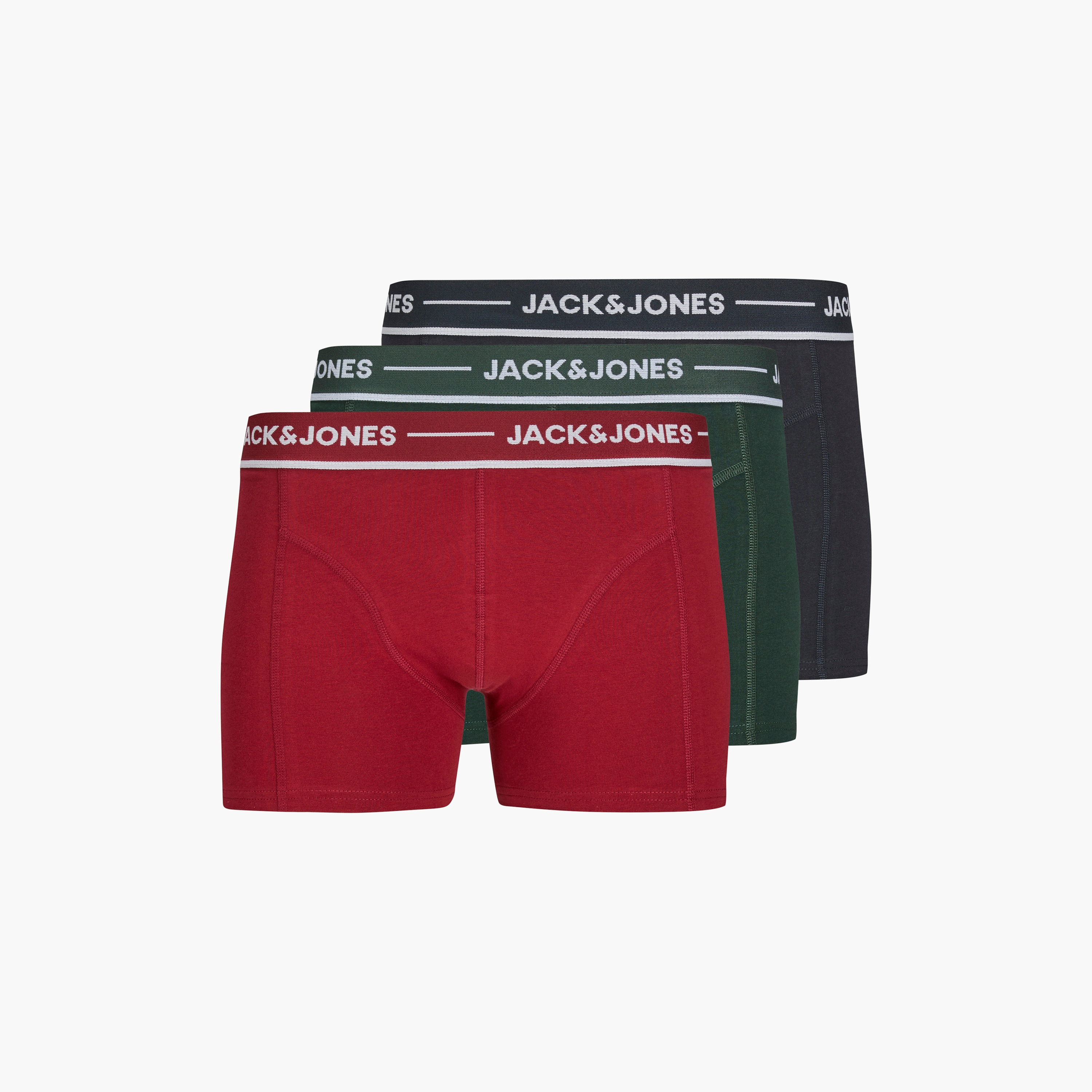 Jack & Jones Pack of 3 Brand Print Elasticated Waistband Men's Trunks-men-clothing-innerwear-underwear-image-1
