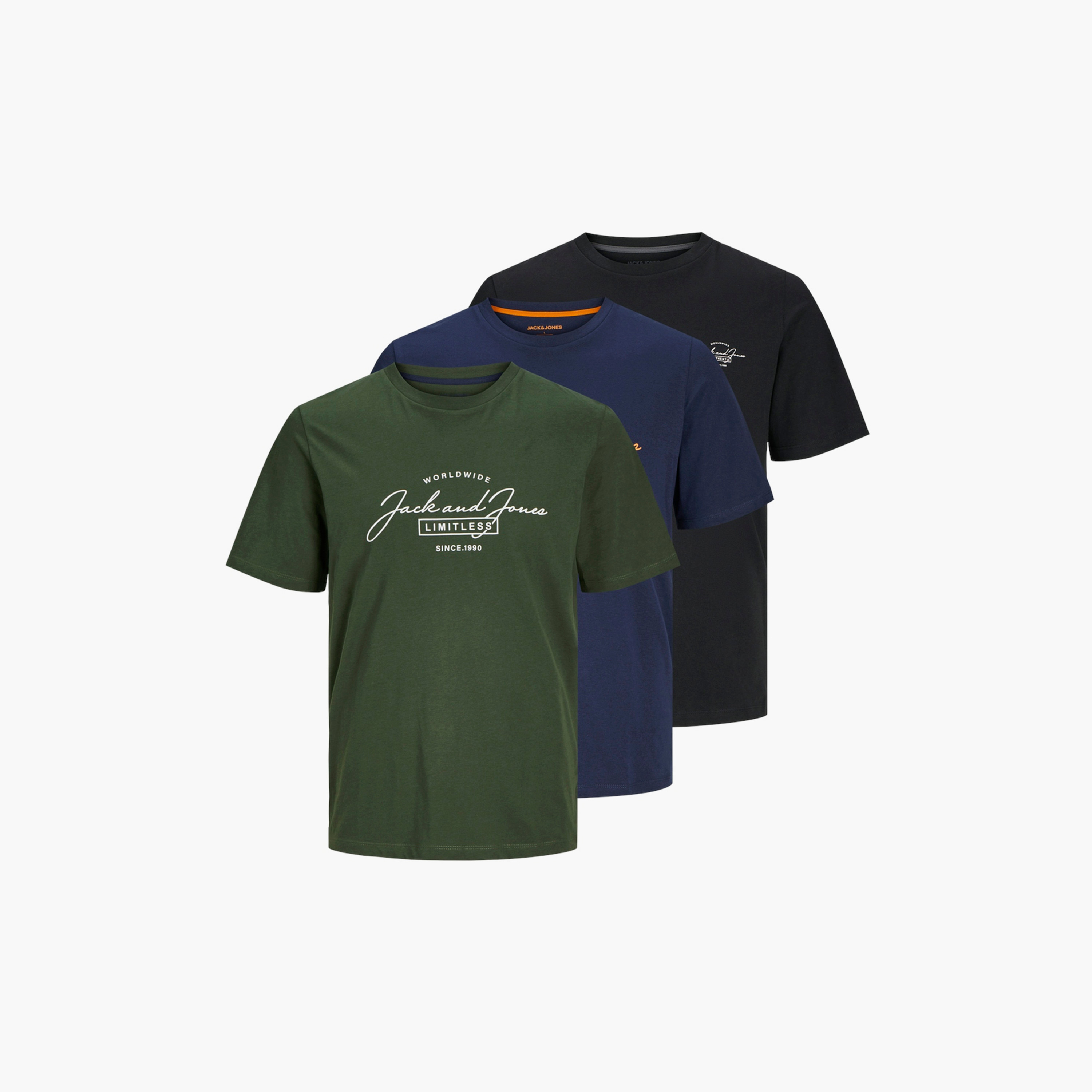 مجموعة من 3 تيشيرت بأكمام قصيرة ورقبة دائرية وشعار مقاس كبير من جاك آند جونز-men-clothing-tshirtsandpolos-tshirts-image-1