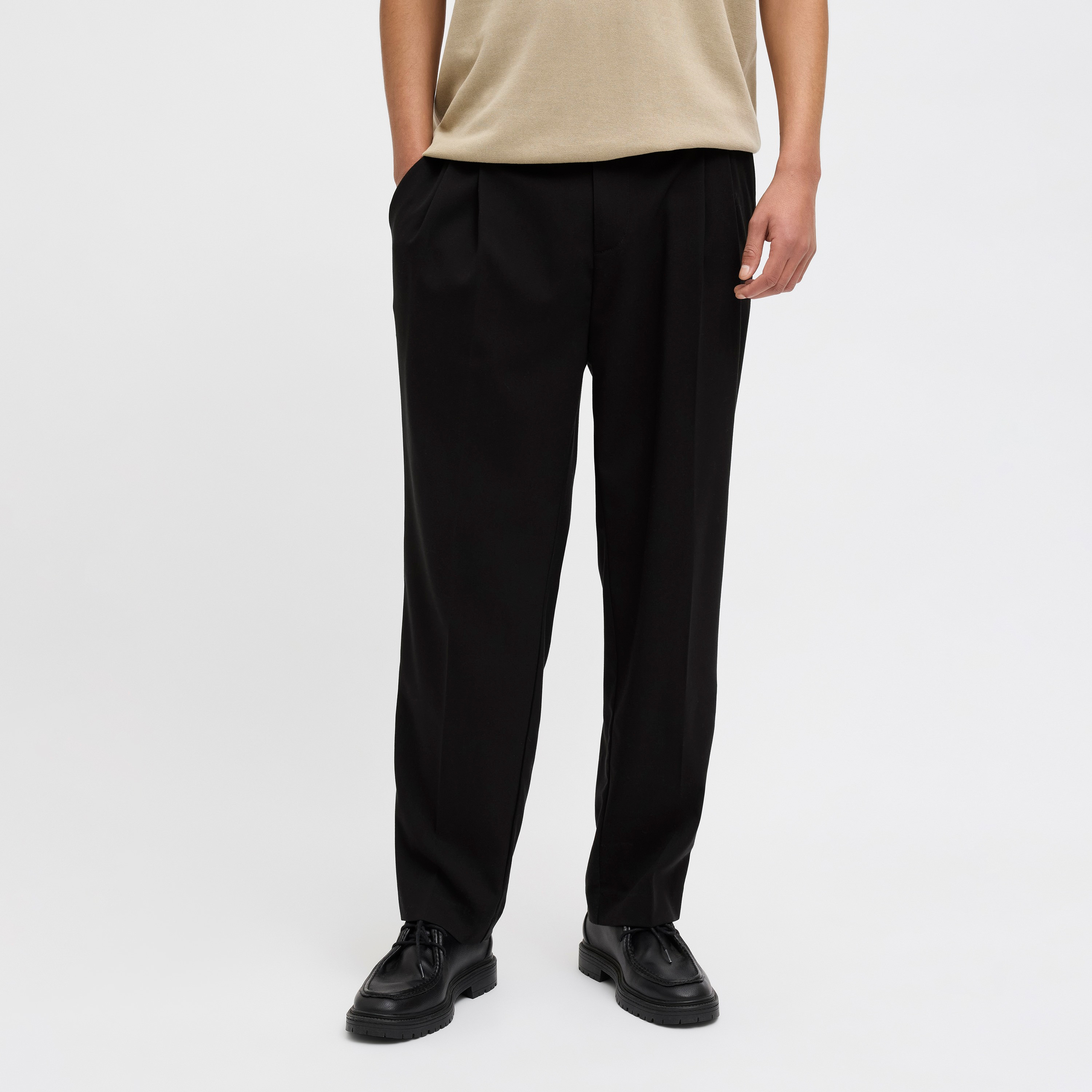 Jack & Jones Plain Mid Rise Drawstring Men's Trousers-men-clothing-bottoms-trousersandchinos-trousers-image-1