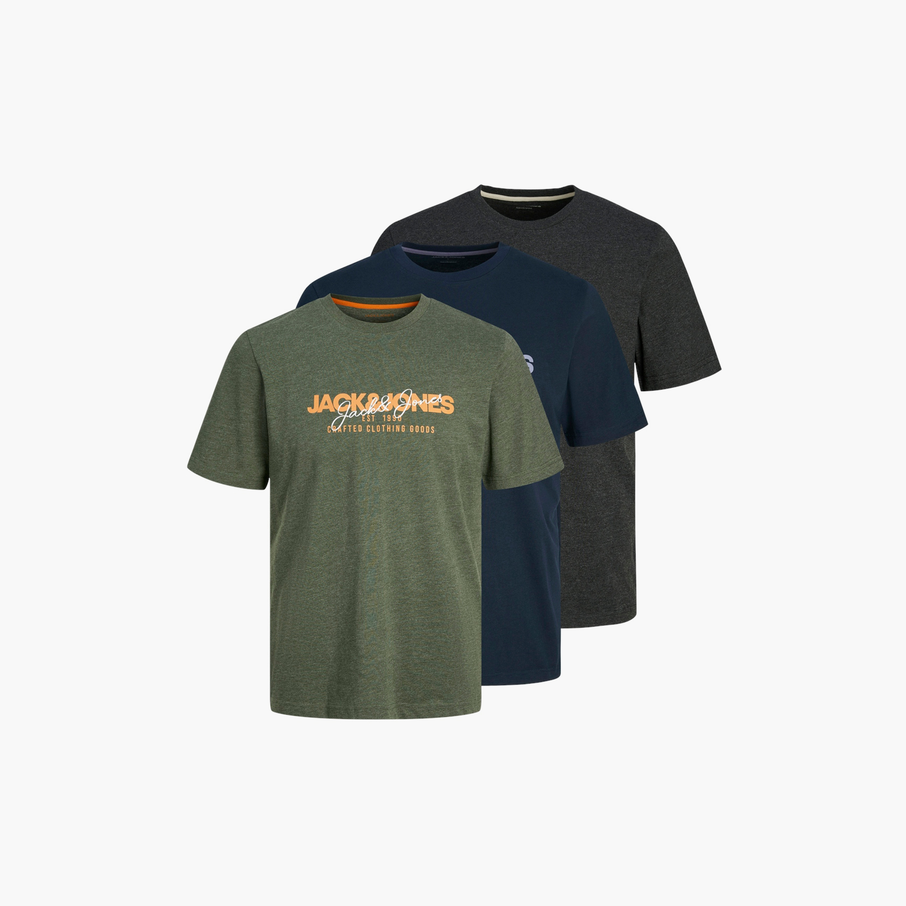 Jack & Jones Pack of 3 Logo Crew Neck Short Sleeves T-Shirts-men-clothing-tshirtsandpolos-tshirts-image-1