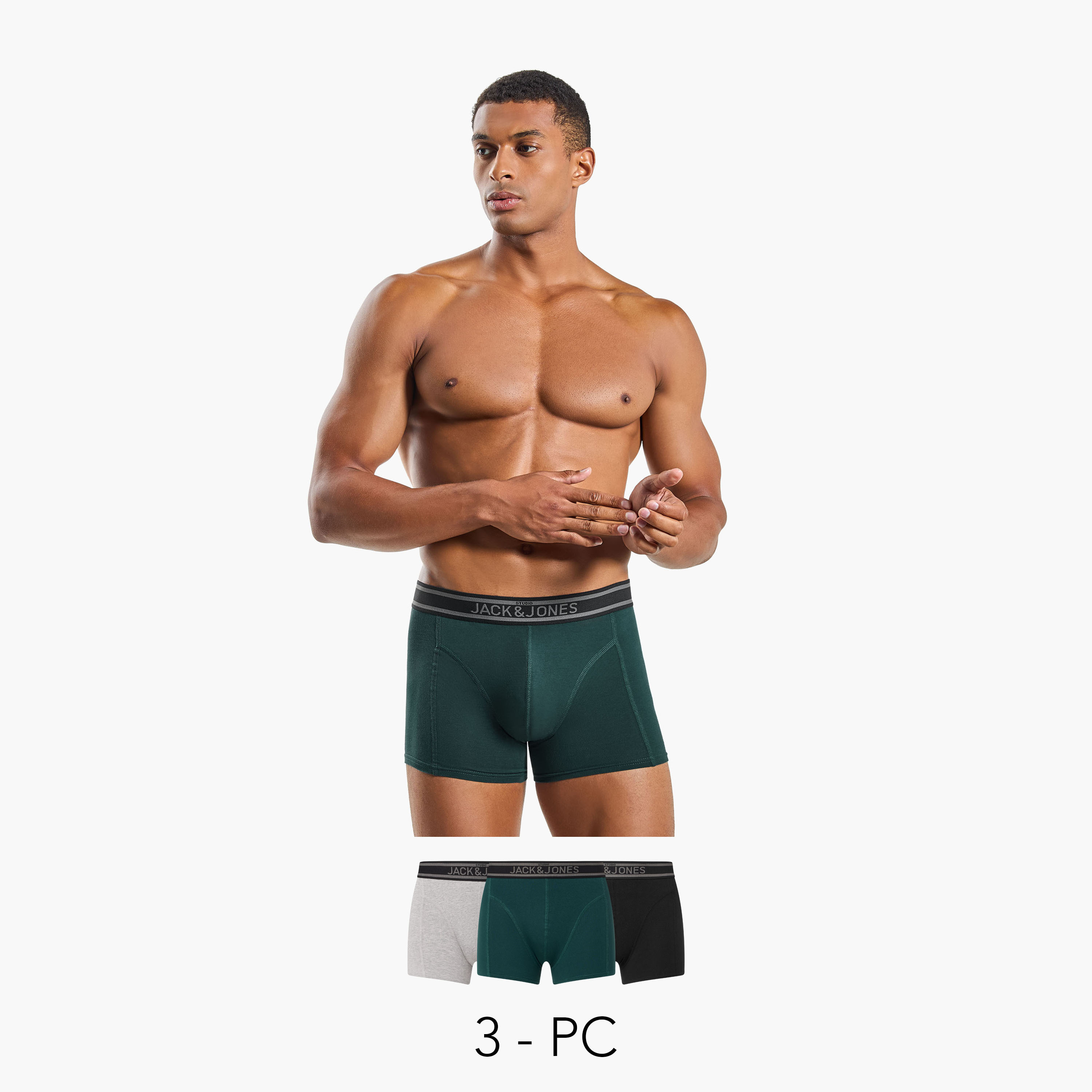 مجموعة من 3 سراويل داخلية للرجال برباط خصر مطبوع عليه العلامة التجارية من جاك اند جونز-men-clothing-innerwear-underwear-image-1
