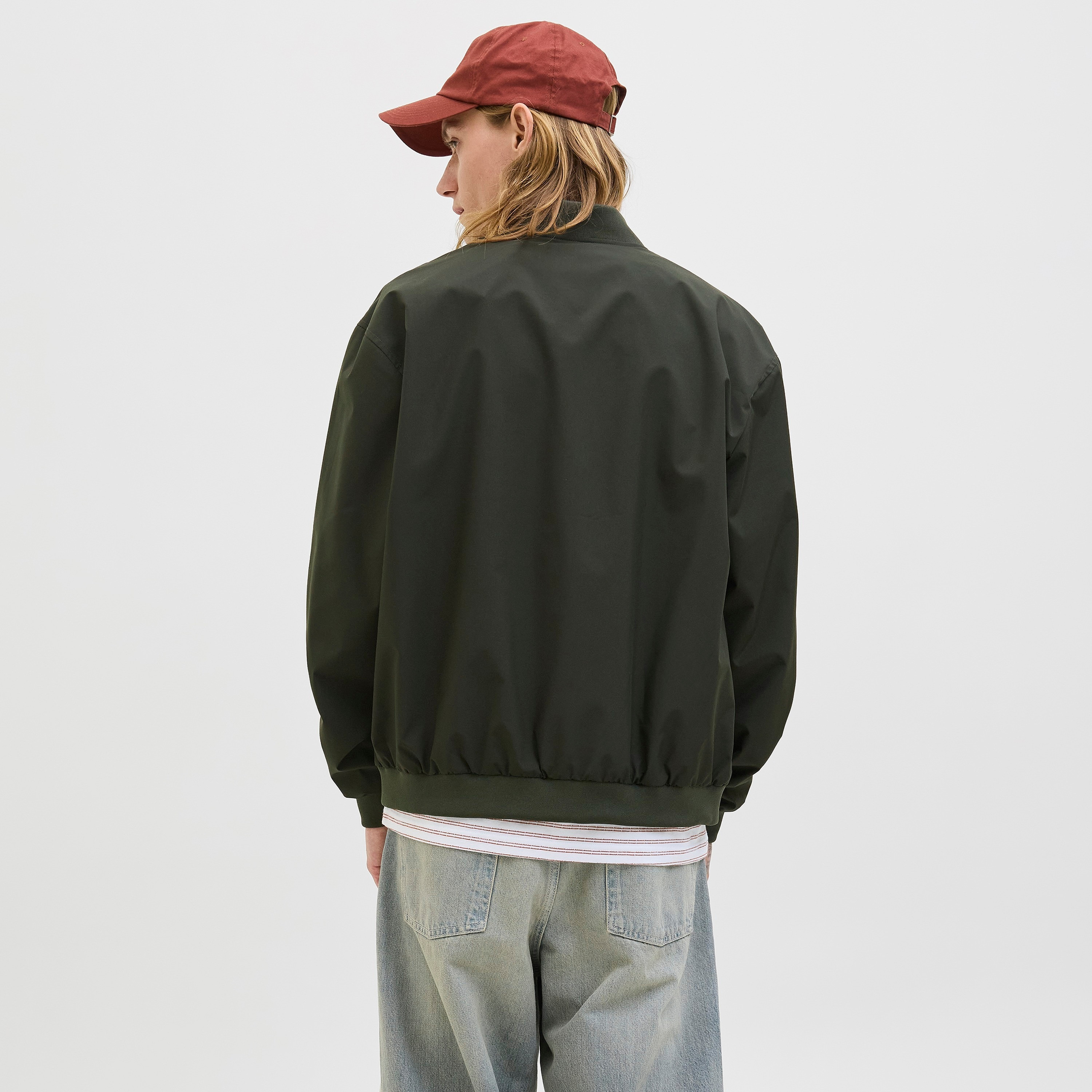 Jack & Jones Plain Stand Collar Long Sleeves Men's Bomber Jacket-men-clothing-jacketsandblazers-jackets-image-4