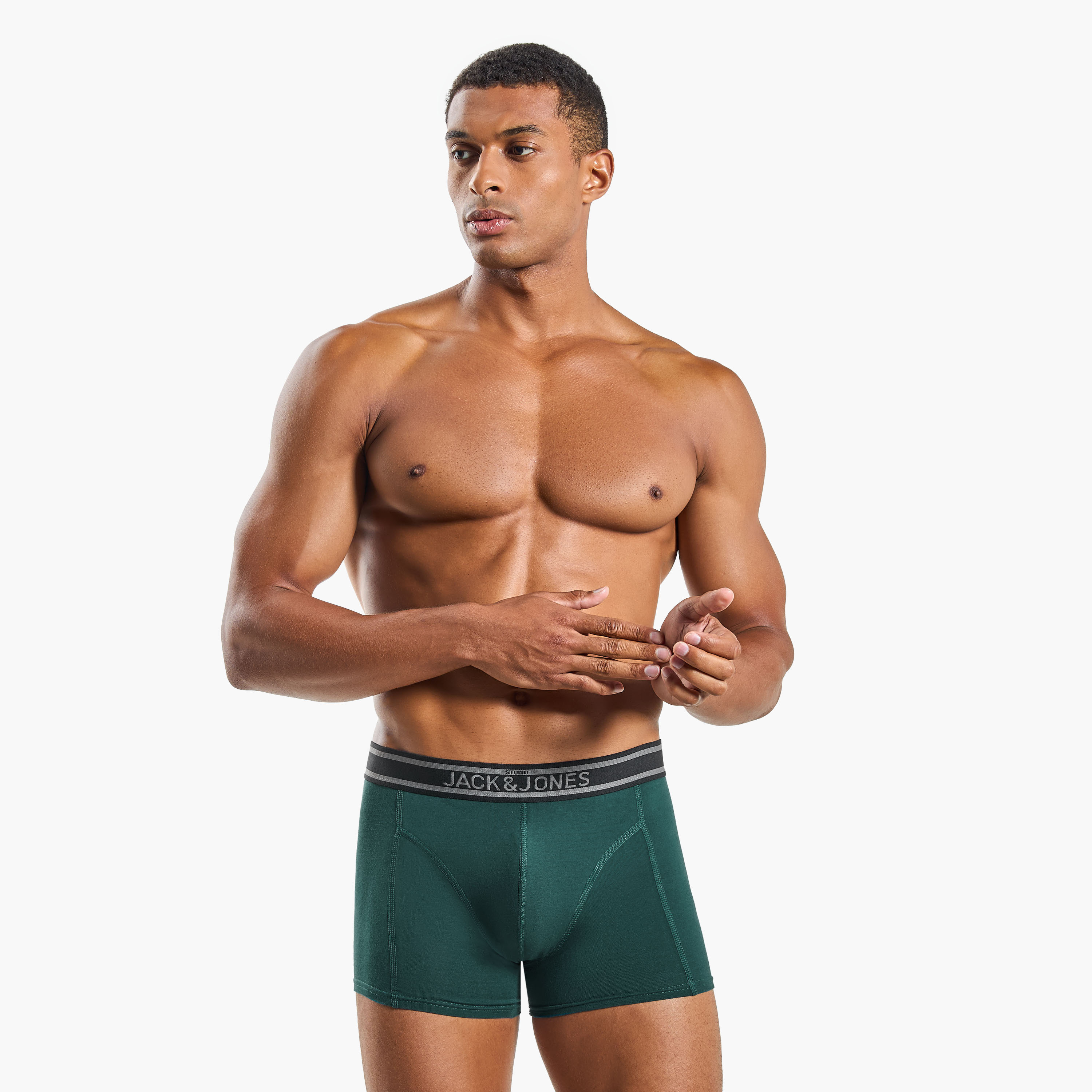 Jack & Jones Pack of 5 Brand Print Waistband Men's Trunks-men-clothing-innerwear-underwear-image-2