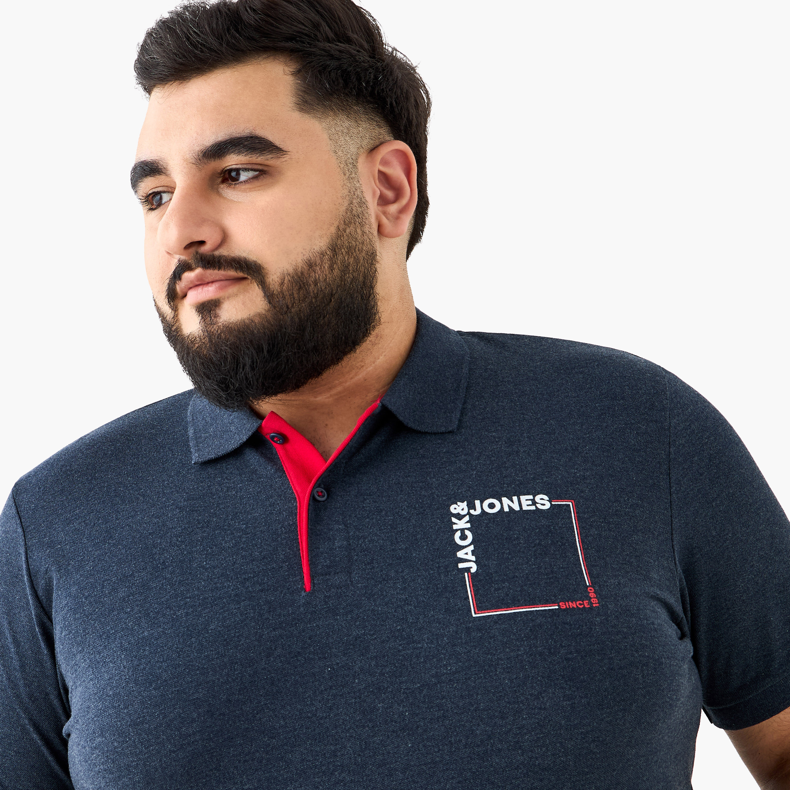 Jack & Jones Plus Size Logo Print Collared Short Sleeves Men's Polo T-Shirt-men-clothing-tshirtsandpolos-polos-image-4