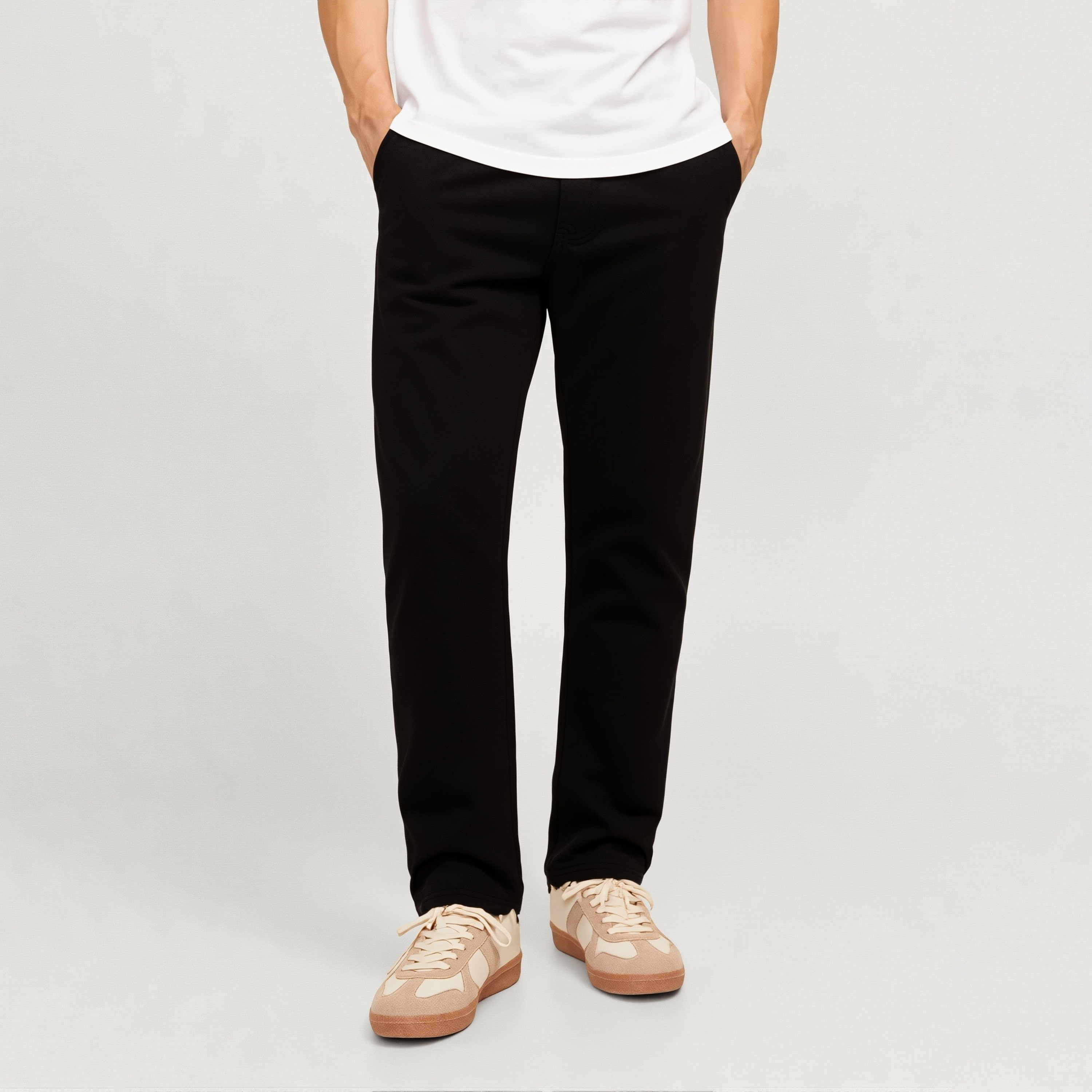 بناطيل رجالية سادة بخصر متوسط الارتفاع وزر وسحاب من جاك ان جونز-men-clothing-bottoms-trousersandchinos-trousers-image-7