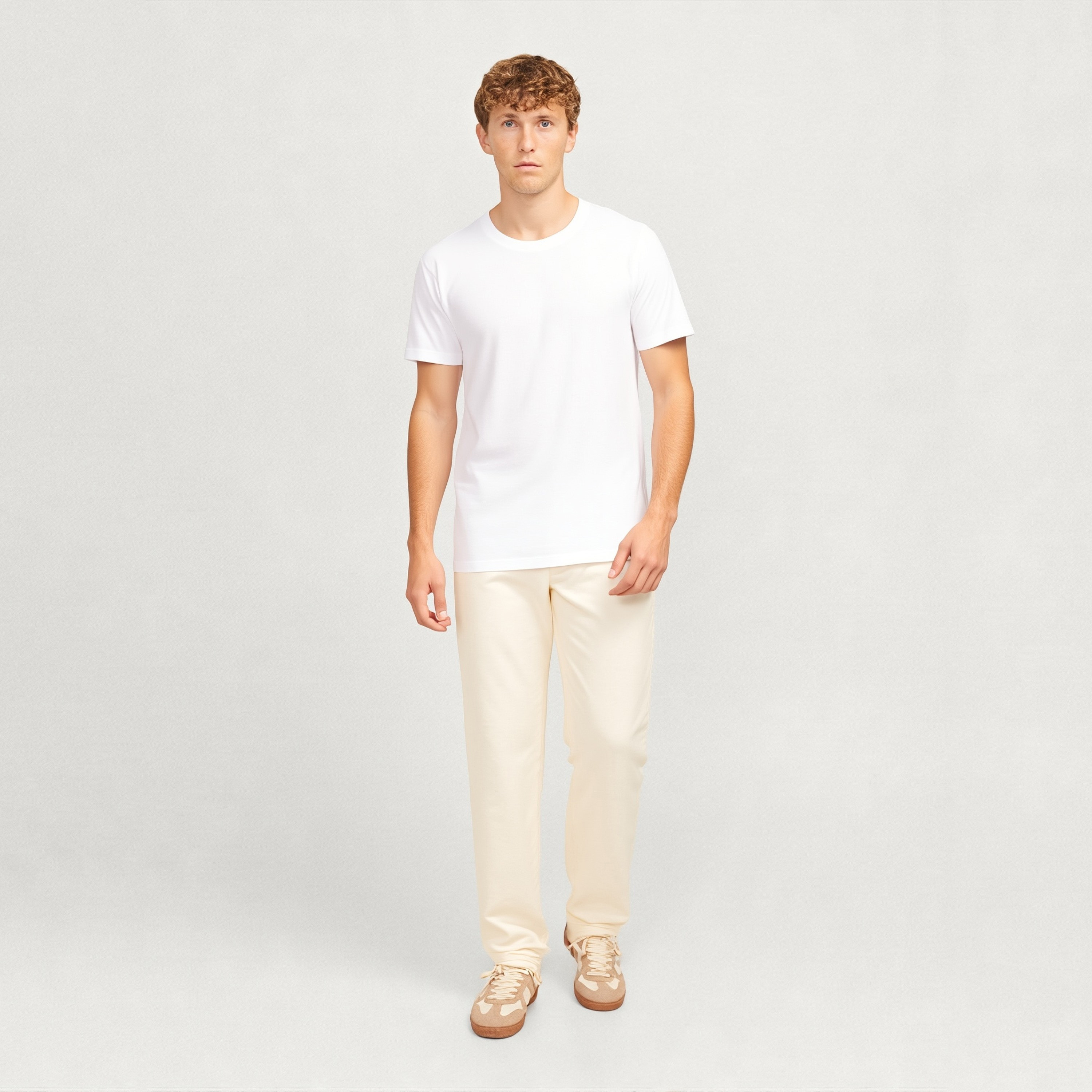 بناطيل رجالية سادة بخصر متوسط الارتفاع وزر وسحاب من جاك ان جونز-men-clothing-bottoms-trousersandchinos-trousers-image-2