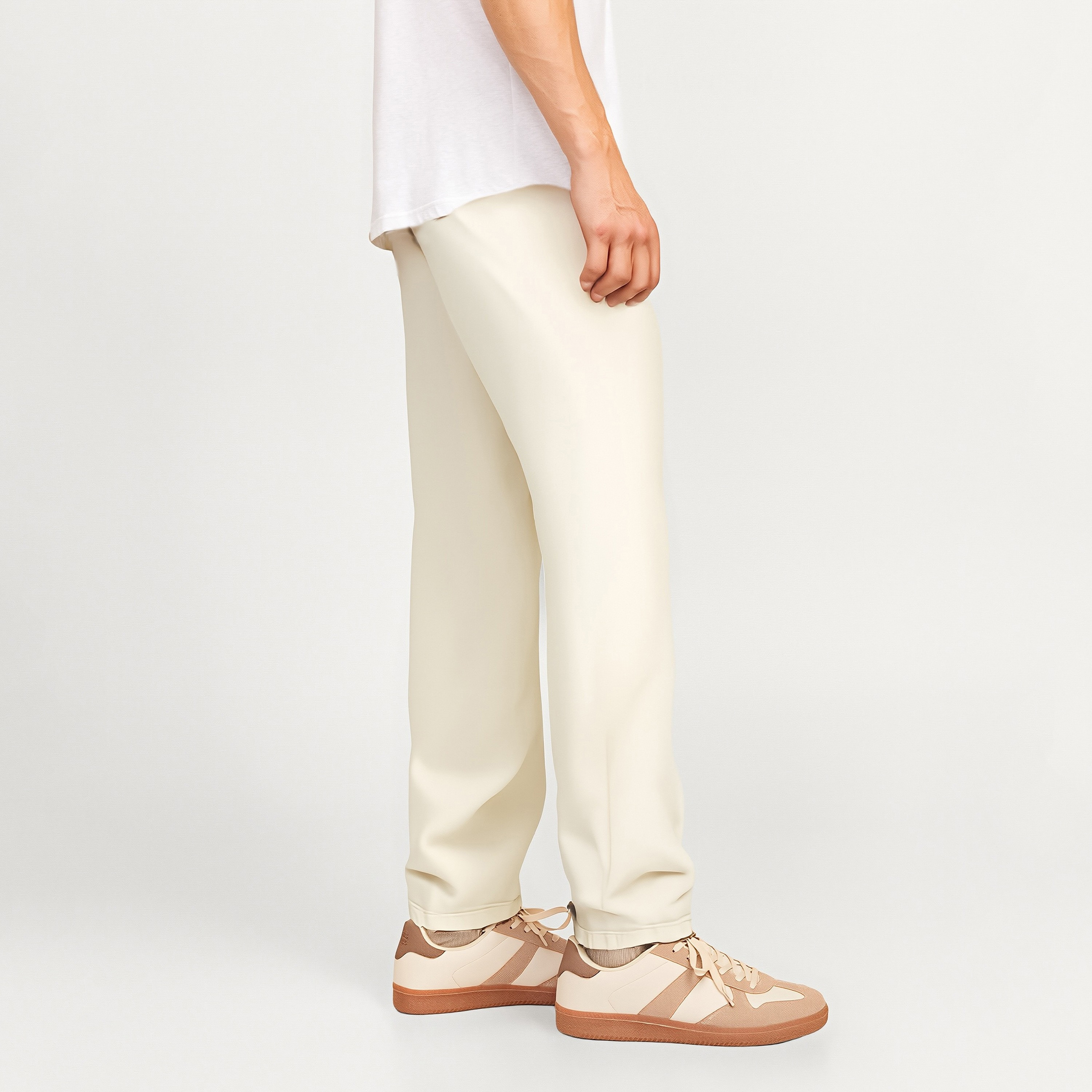 بناطيل رجالية سادة بخصر متوسط الارتفاع وزر وسحاب من جاك ان جونز-men-clothing-bottoms-trousersandchinos-trousers-image-3