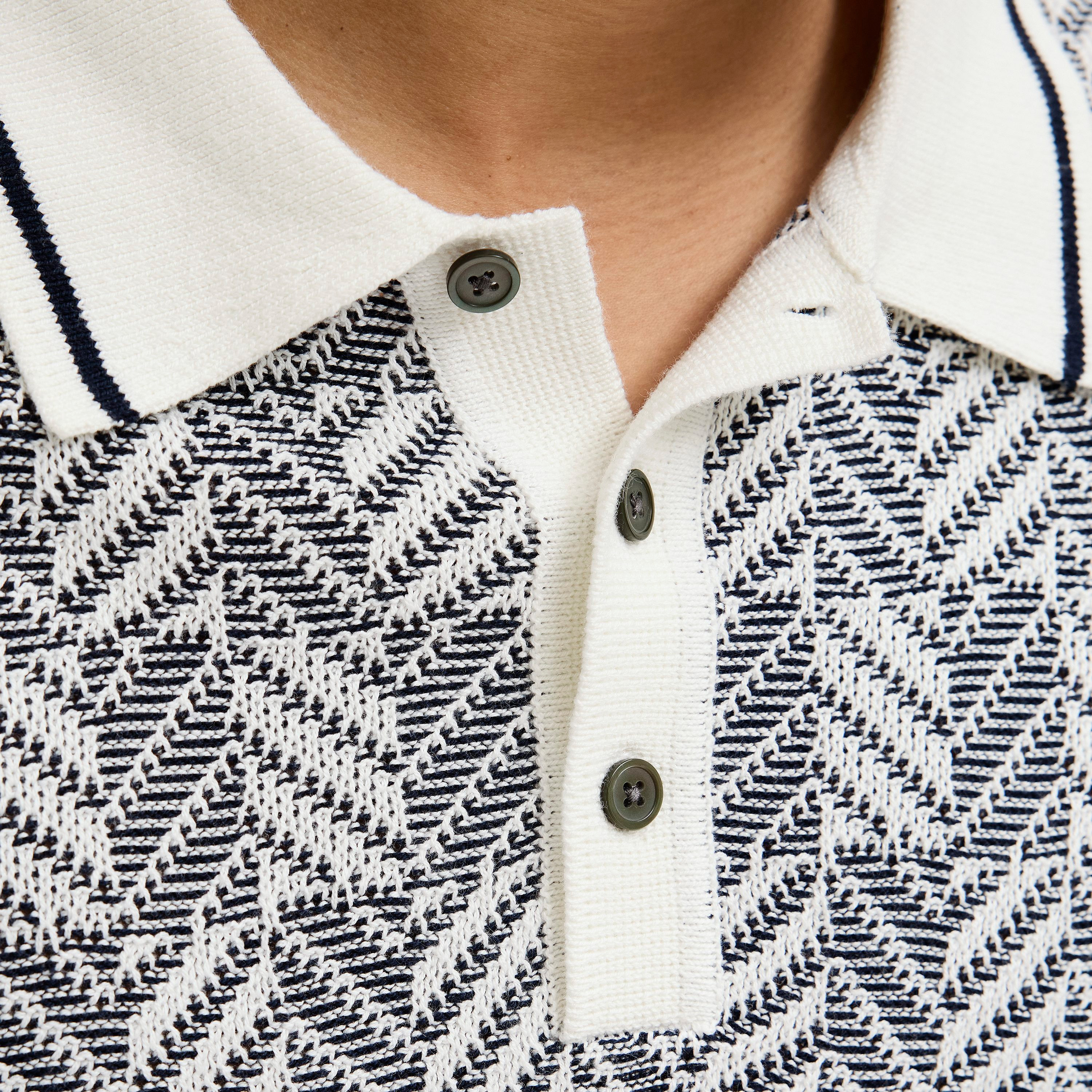 Jack & Jones Structure Knit Contrast Collar Short Sleeves Men's Polo T-Shirt-men-clothing-tshirtsandpolos-polos-image-4