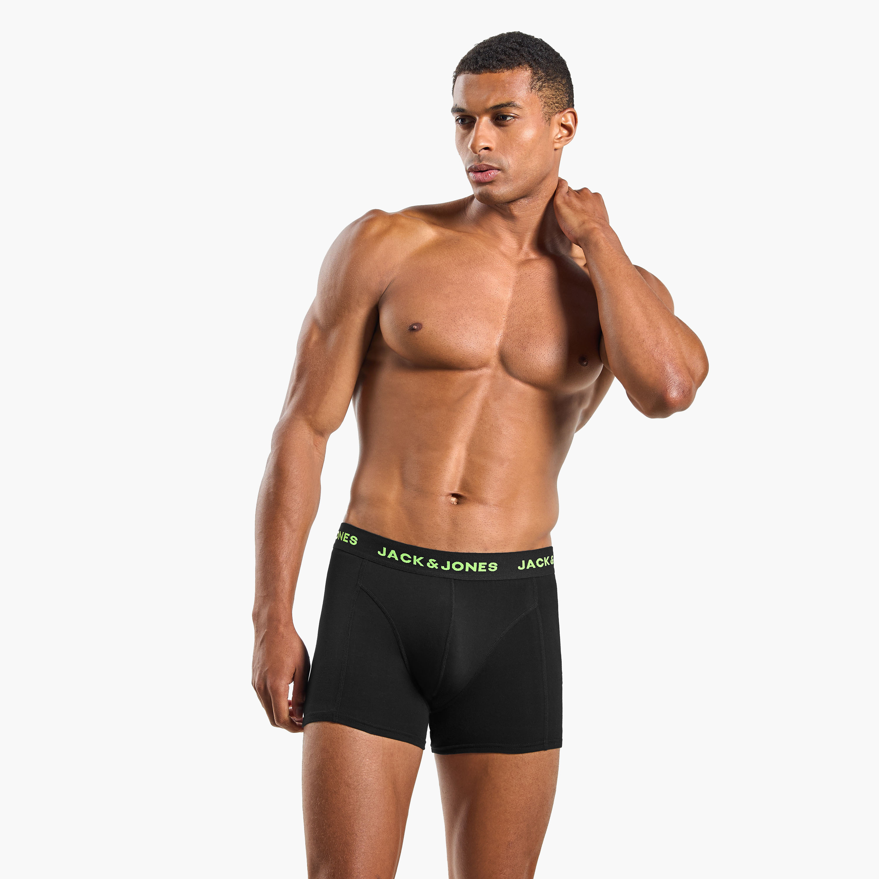 Jack & Jones Pack of 3 Brand Print Waistband Men's Trunks-men-clothing-innerwear-underwear-image-2
