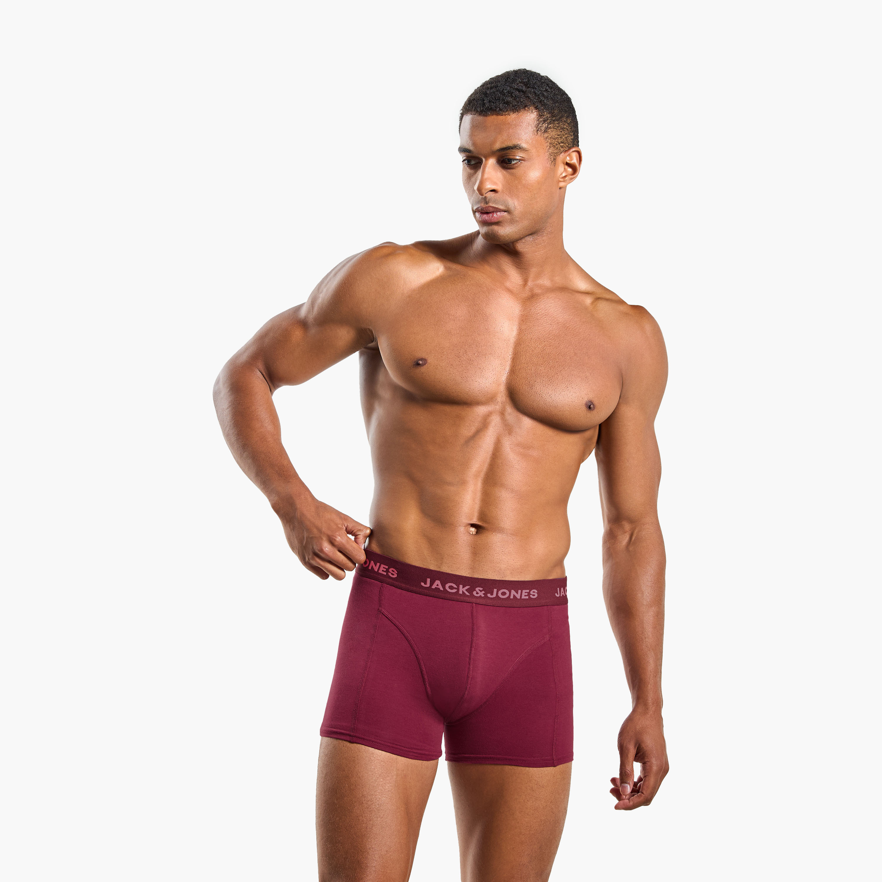 Jack & Jones Pack of 3 Brand Print Waistband Men's Trunks-men-clothing-innerwear-underwear-image-3