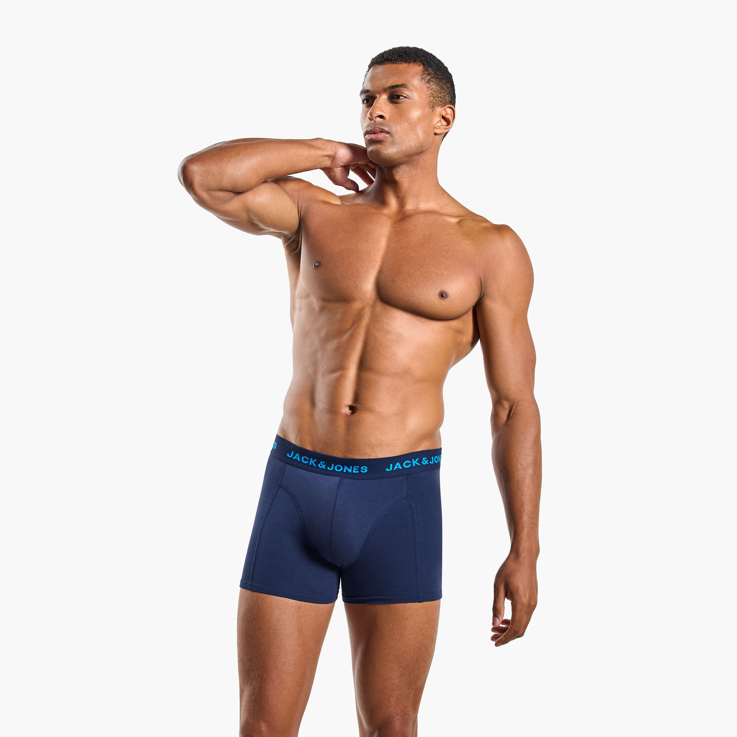 Jack & Jones Pack of 3 Brand Print Waistband Men's Trunks-men-clothing-innerwear-underwear-image-4