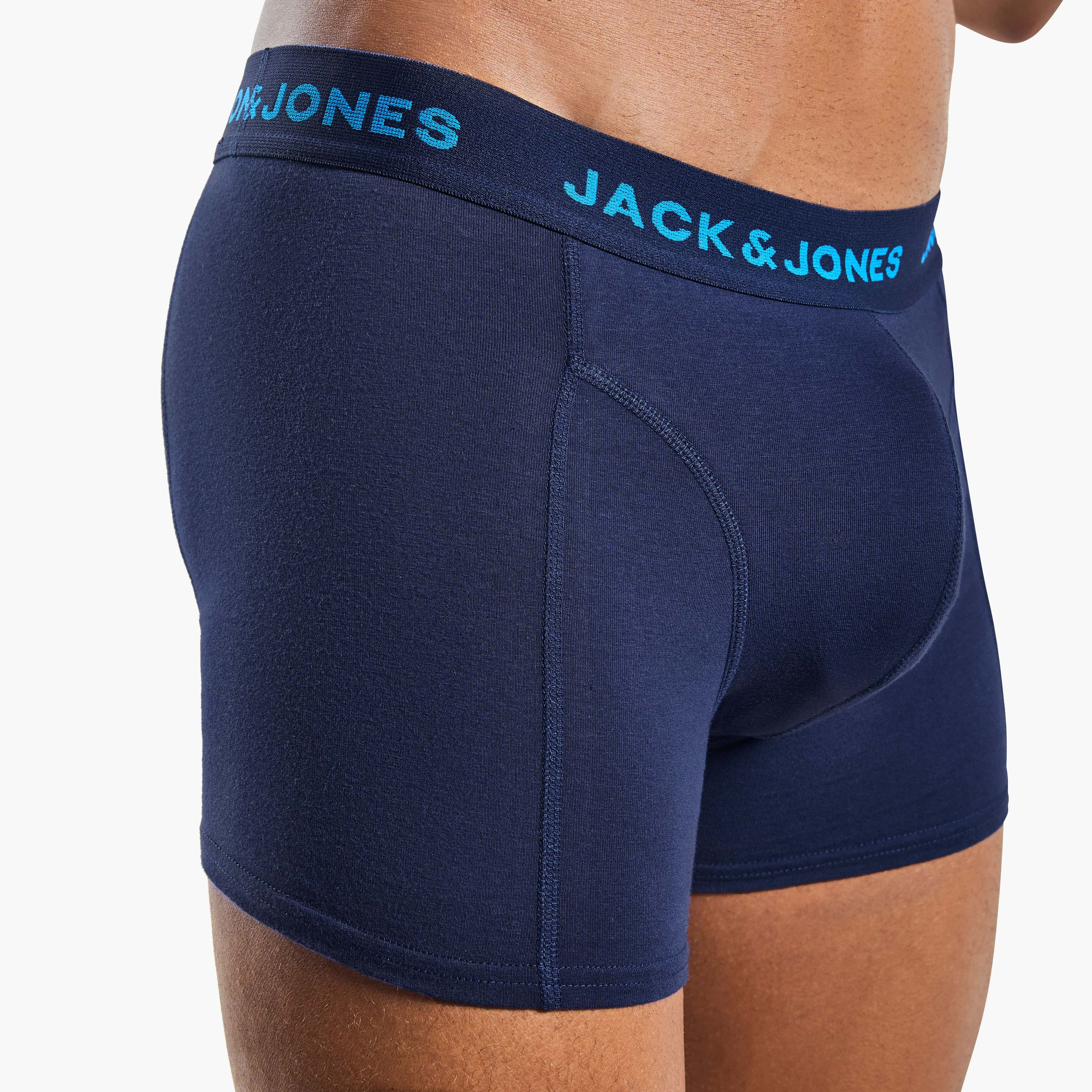 Jack & Jones Pack of 3 Brand Print Waistband Men's Trunks-men-clothing-innerwear-underwear-image-7