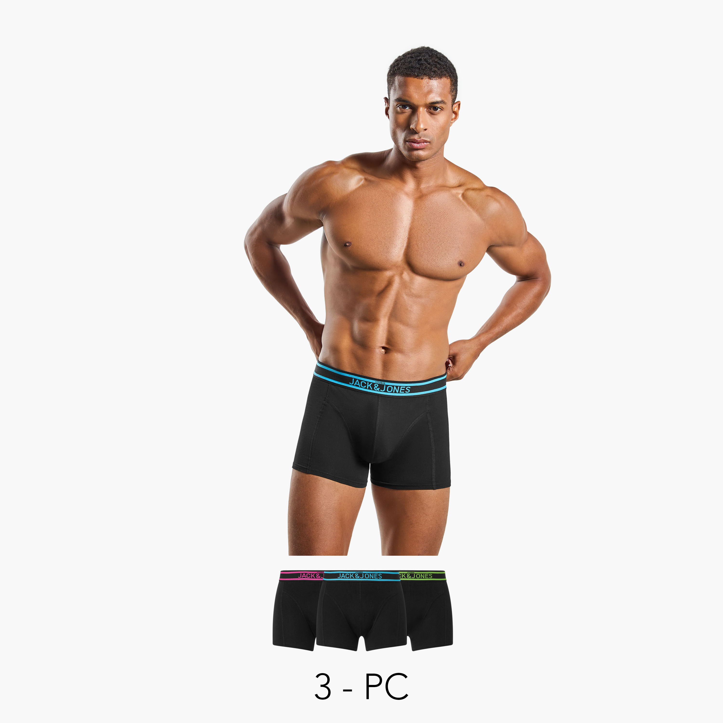 Jack & Jones Pack of 3 Brand Print Elasticated Waistband Men's Trunks-CP_BESTPRICE_EXCLUSION-image-1