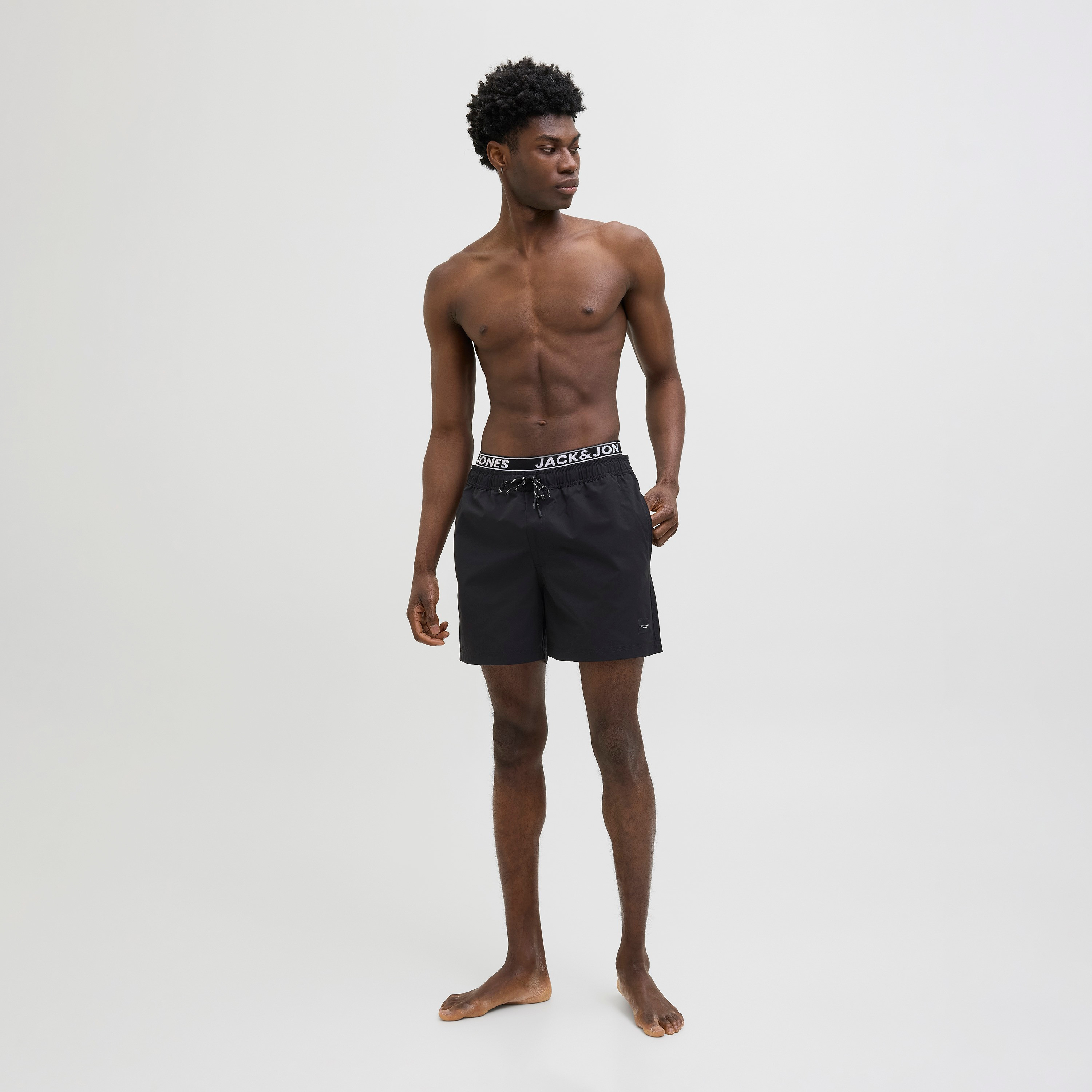 Jack & Jones Plain Mid-Rise Drawstring Men's Swim Shorts-men-clothing-swimandbeach-shorts-image-2