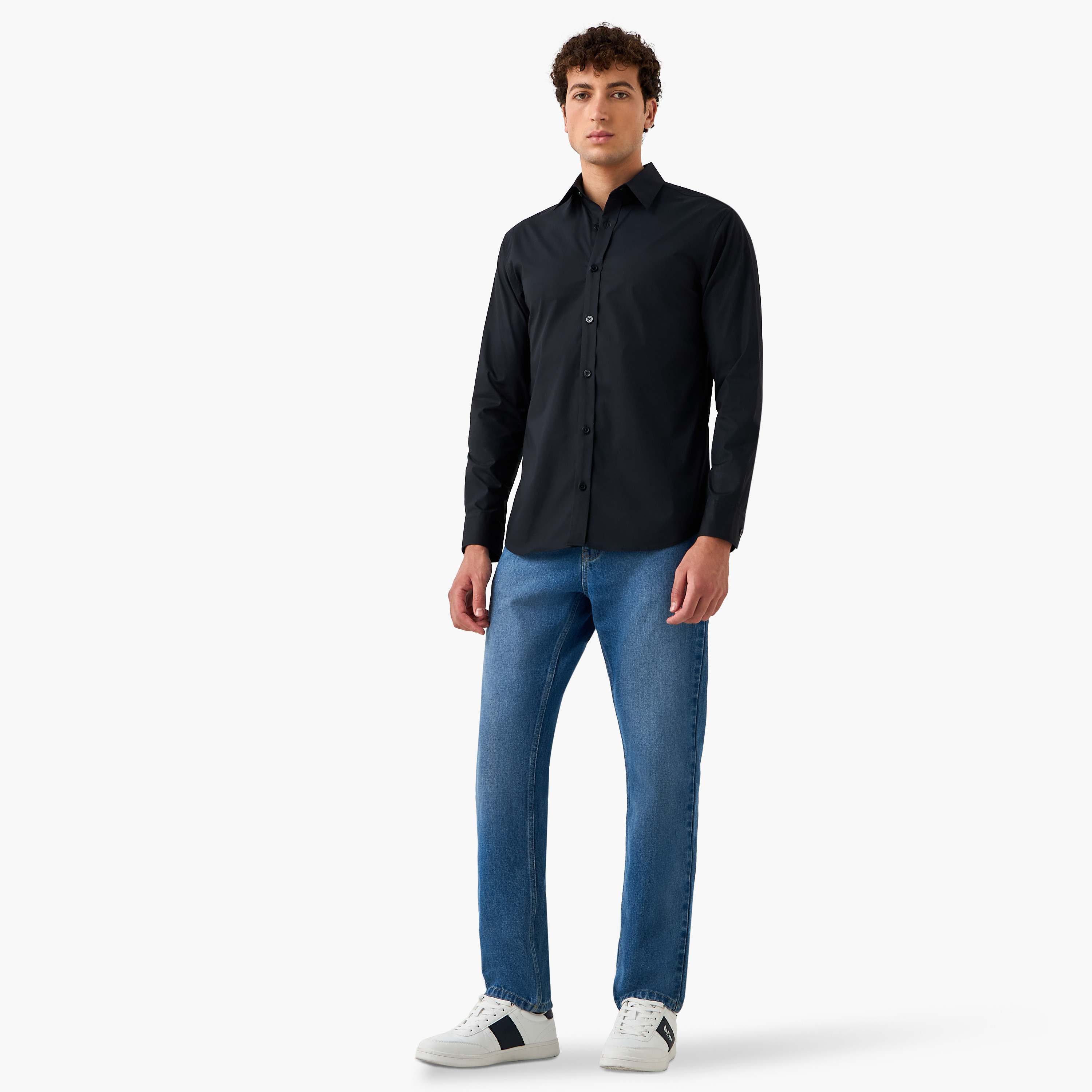 قميص جاك آند جونز للرجال ذو الياقة المدببة والأكمام الطويلة المريحة-men-clothing-shirts-image-7