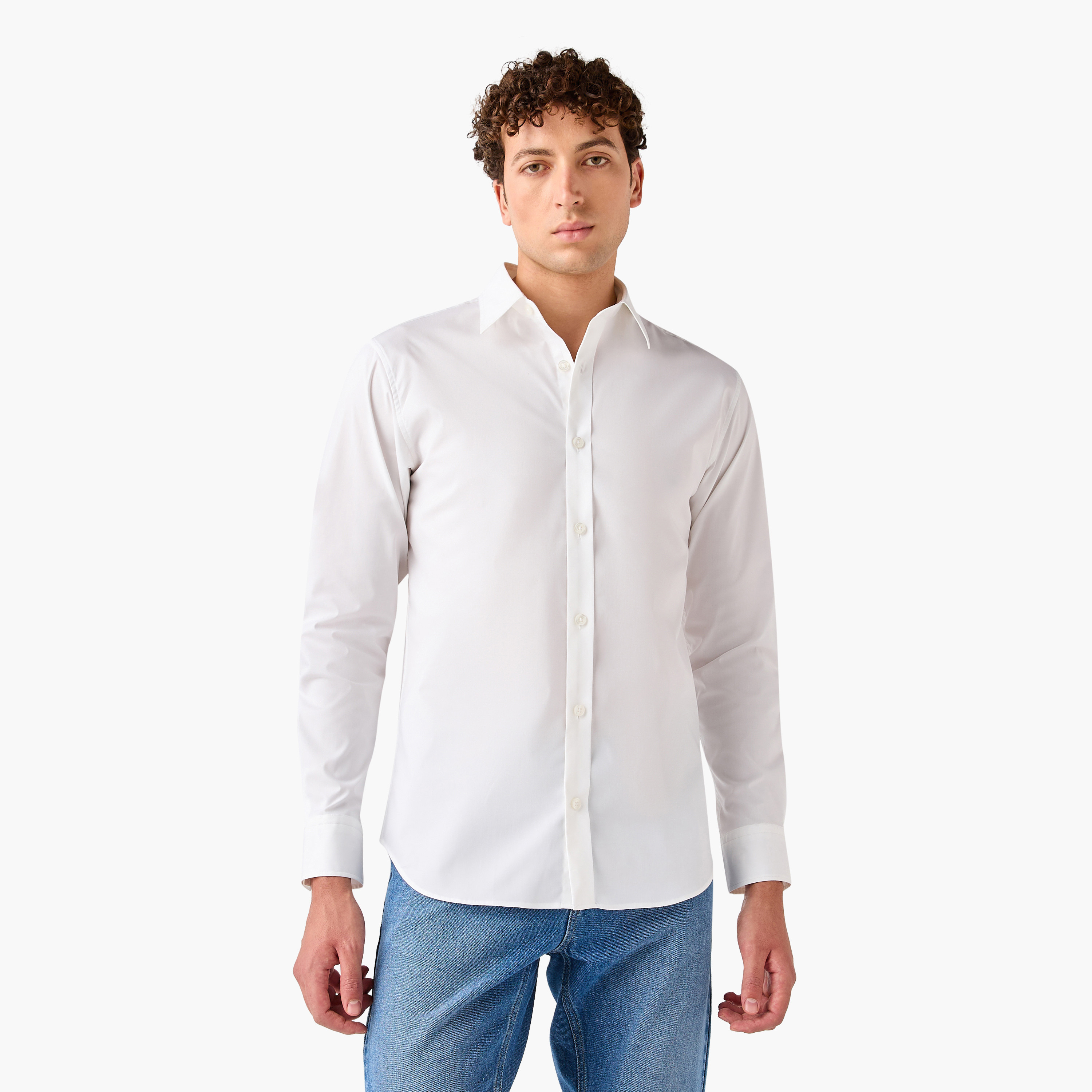 قميص جاك آند جونز للرجال ذو الياقة المدببة والأكمام الطويلة المريحة-men-clothing-shirts-image-1