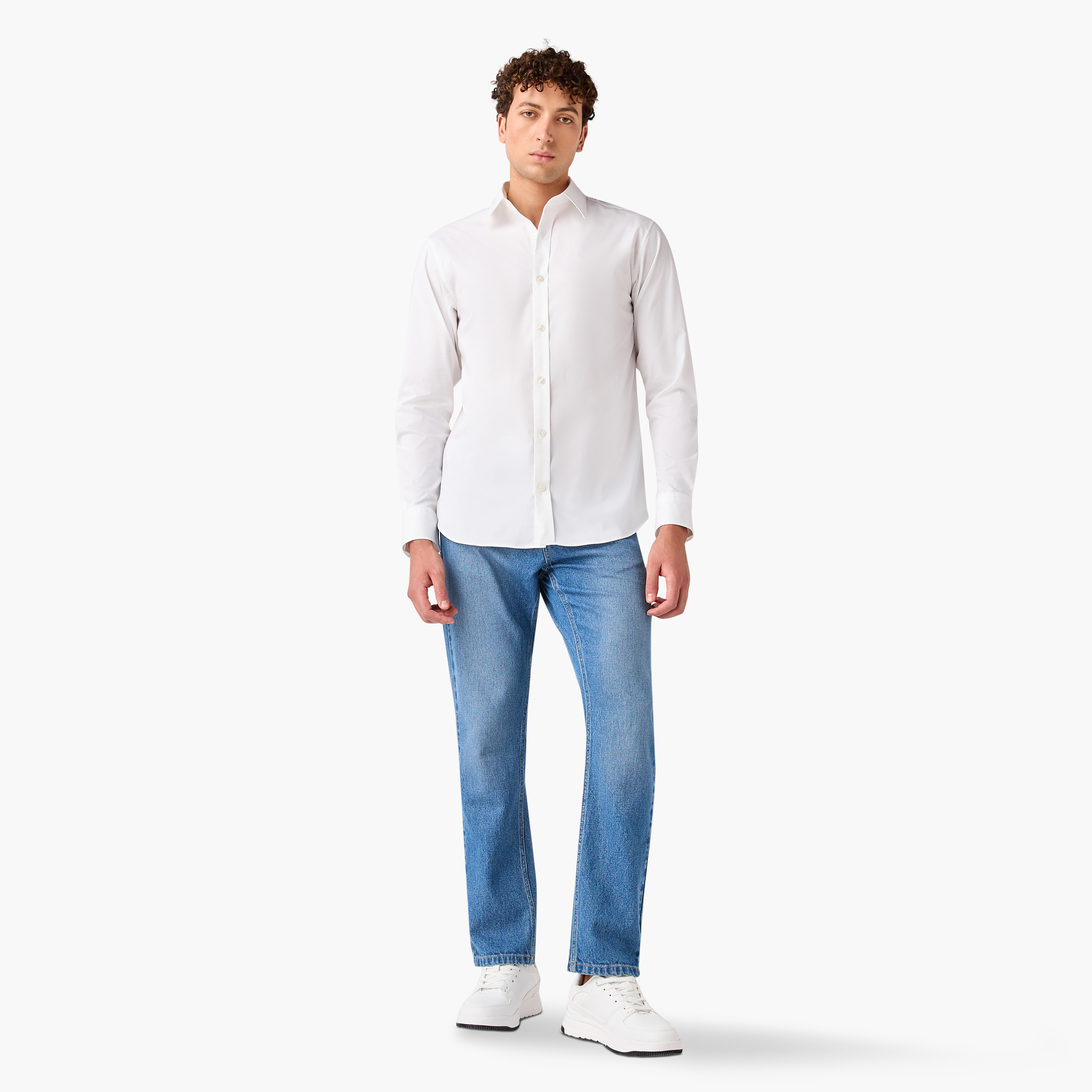 قميص جاك آند جونز للرجال ذو الياقة المدببة والأكمام الطويلة المريحة-men-clothing-shirts-image-2