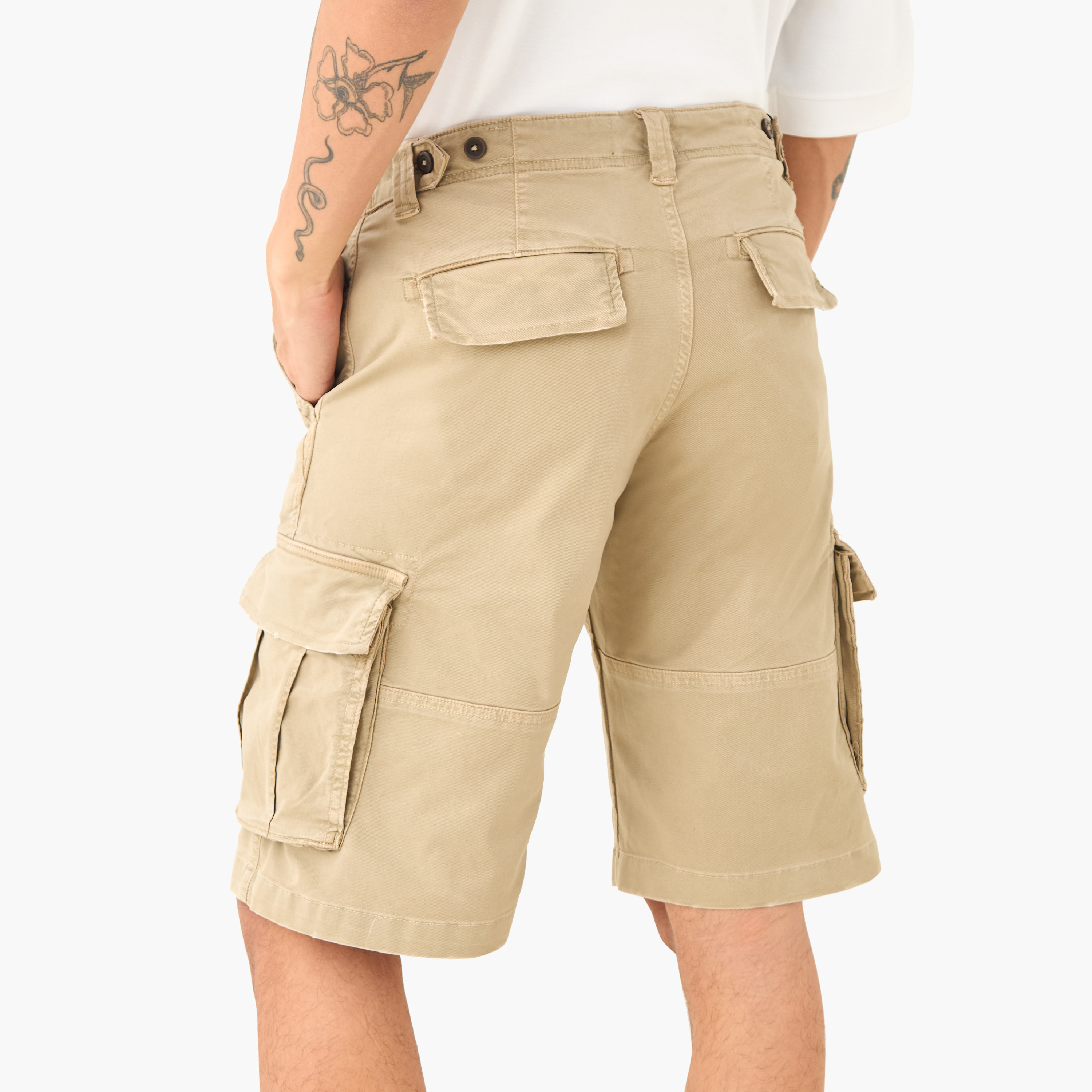 Jack & Jones Plain Mid-Rise Buttoned Cargo Shorts-men-clothing-bottoms-shorts-image-3