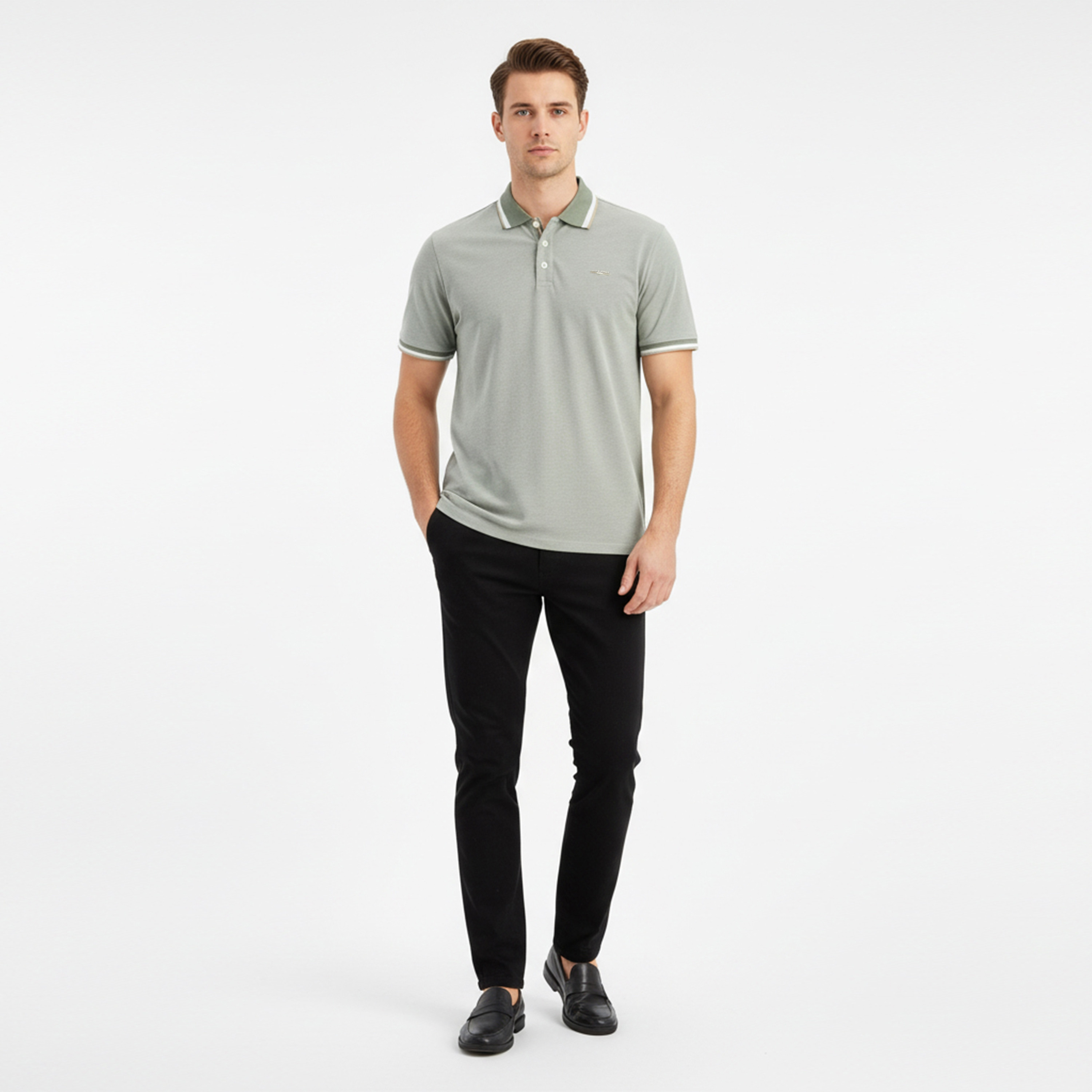 تي شيرت بولو رجالي سادة بياقة وأكمام قصيرة من جاك اند جونز-men-clothing-tshirtsandpolos-polos-image-2