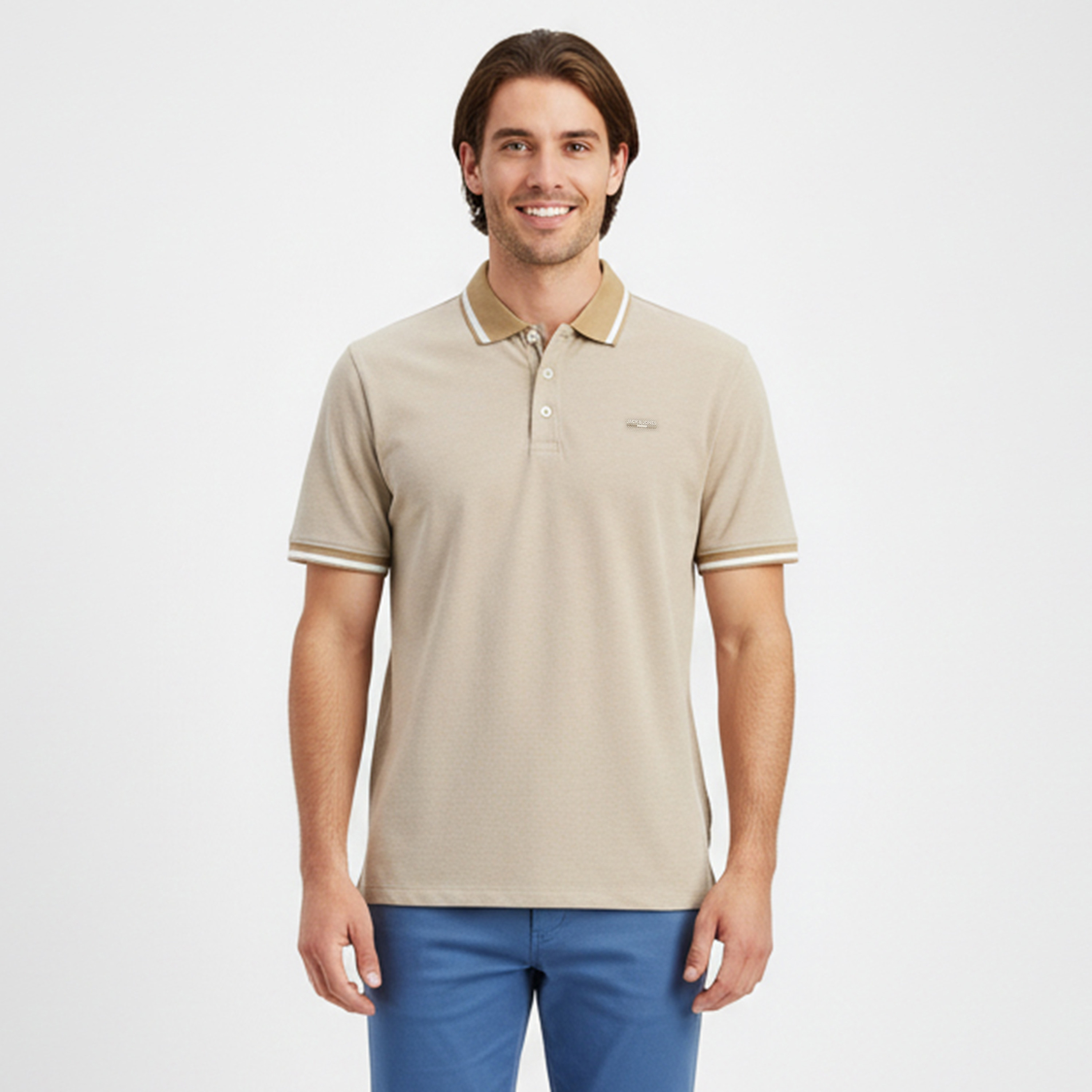 تي شيرت بولو رجالي سادة بياقة وأكمام قصيرة من جاك اند جونز-men-clothing-tshirtsandpolos-polos-image-4