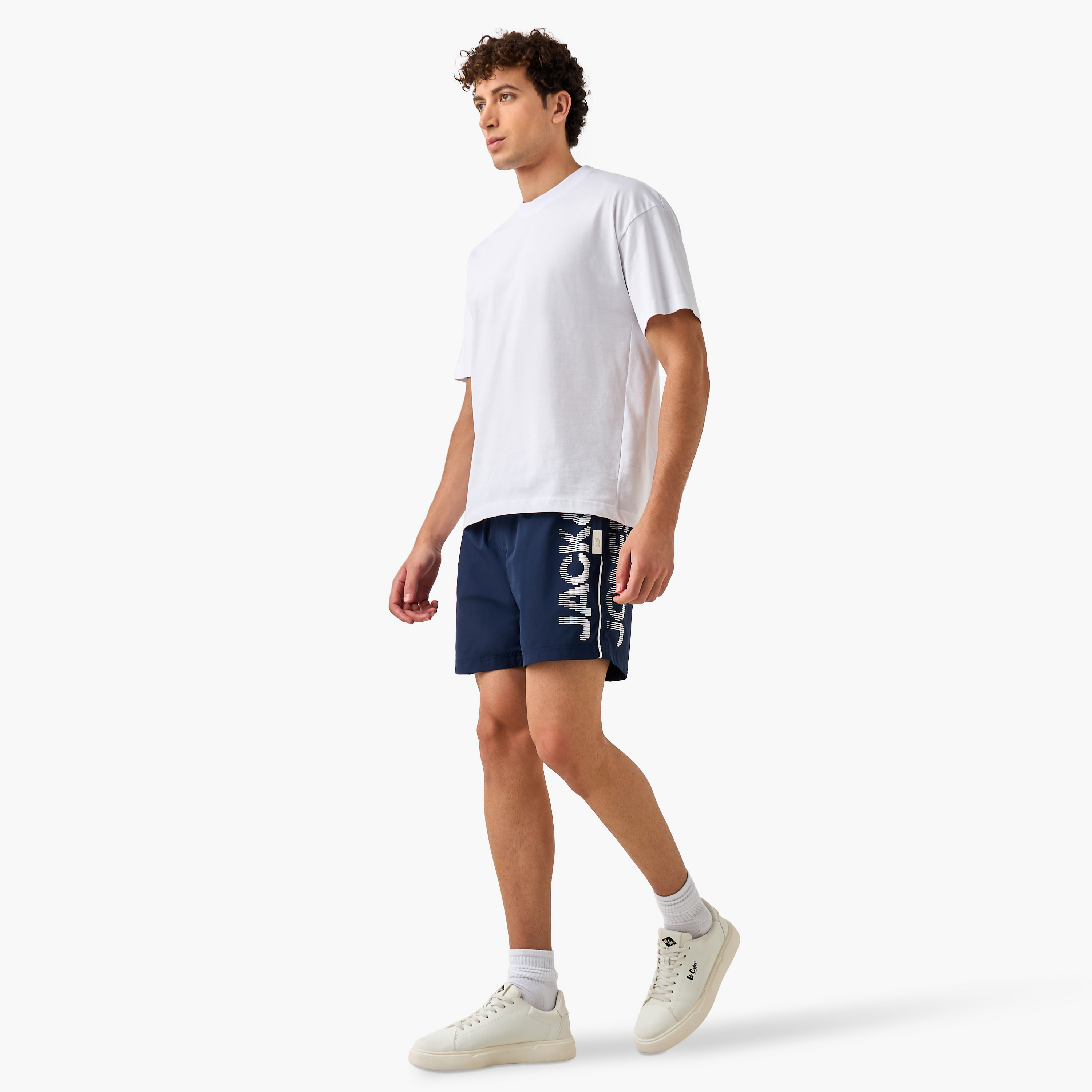 Jack & Jones Printed Mid-Rise Drawstring Men's Swim Shorts-men-clothing-swimandbeach-shorts-image-2