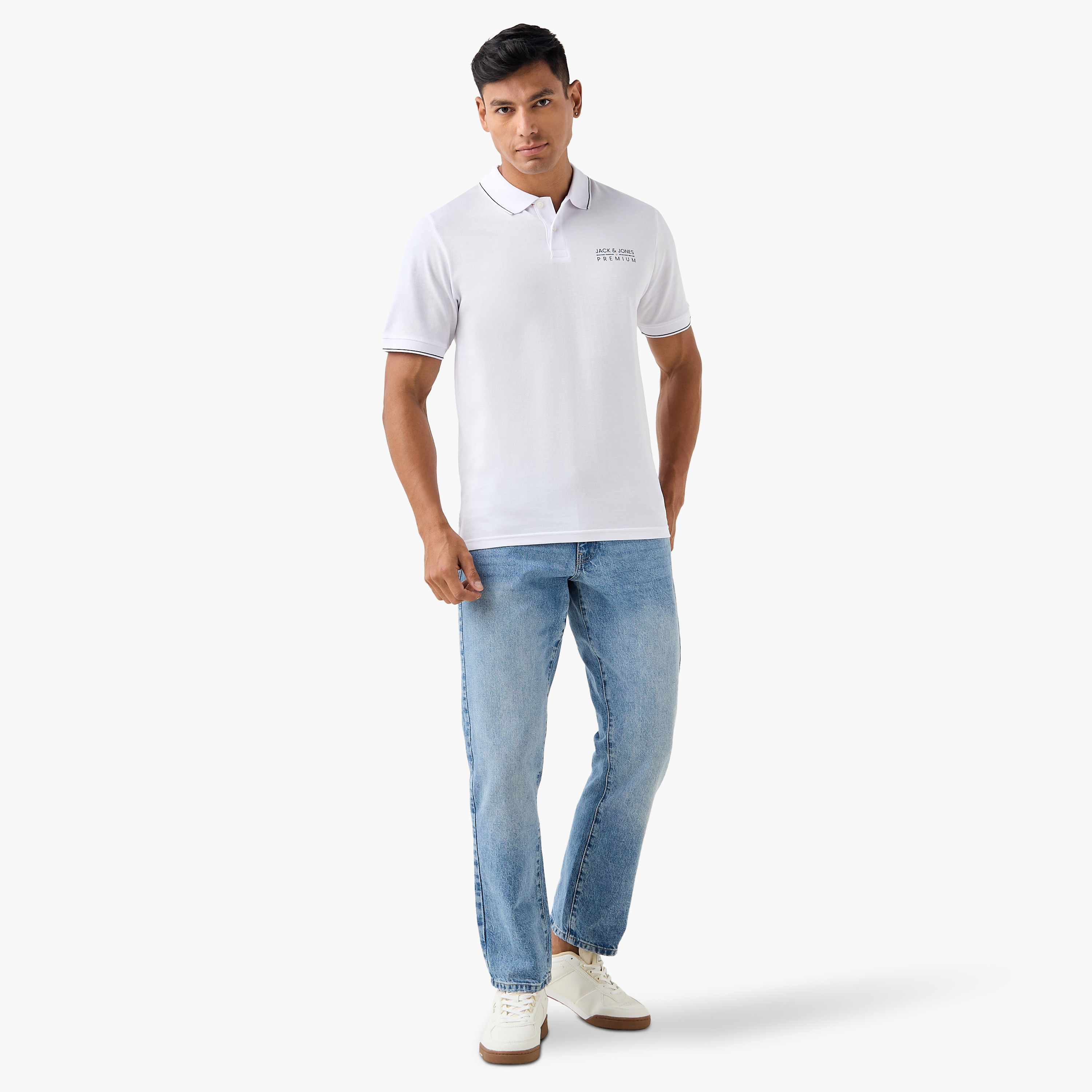 قميص بولو بأكمام قصيرة وياقة وشعار جاك آند جونز-men-clothing-tshirtsandpolos-polos-image-2