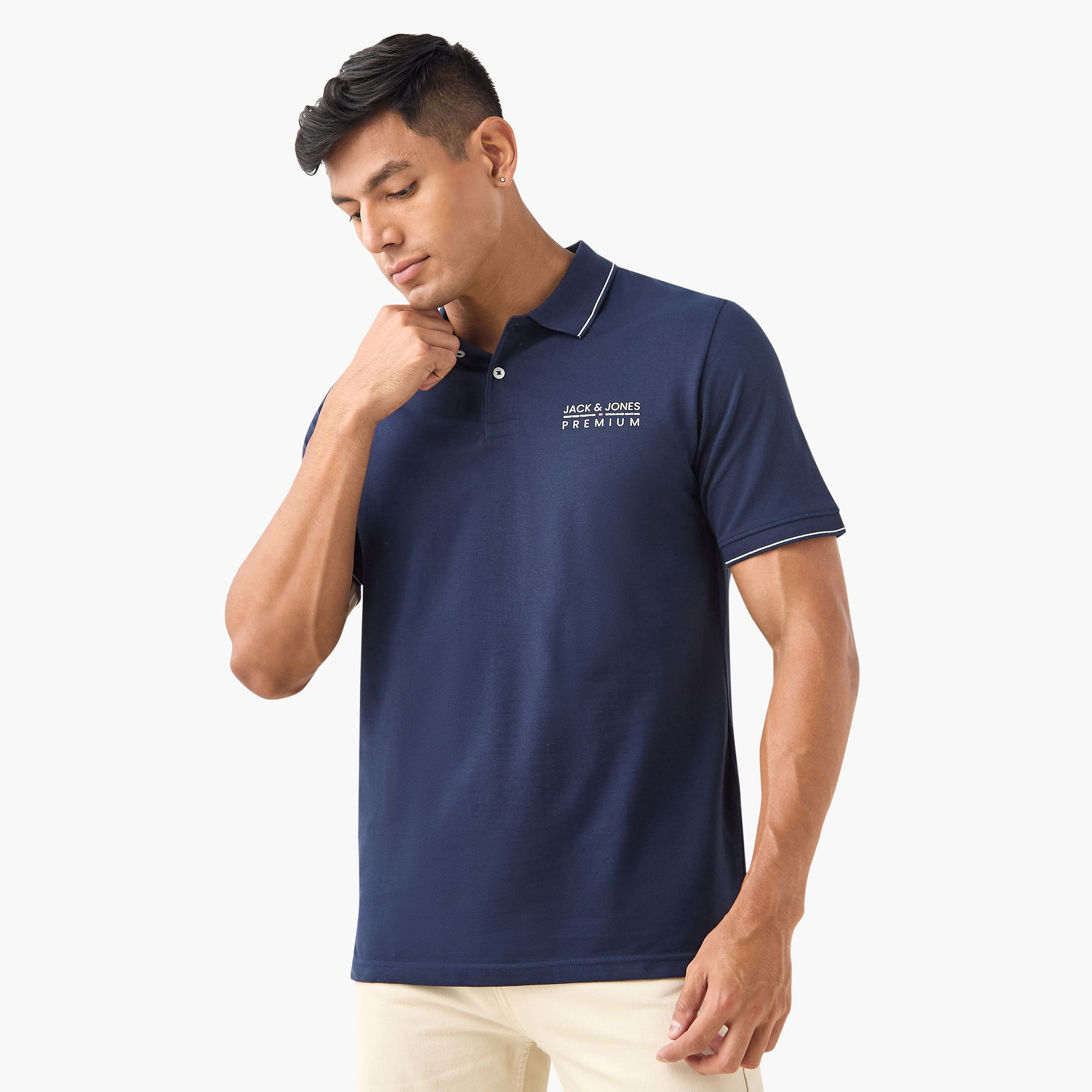 قميص بولو بأكمام قصيرة وياقة وشعار جاك آند جونز-men-clothing-tshirtsandpolos-polos-image-6