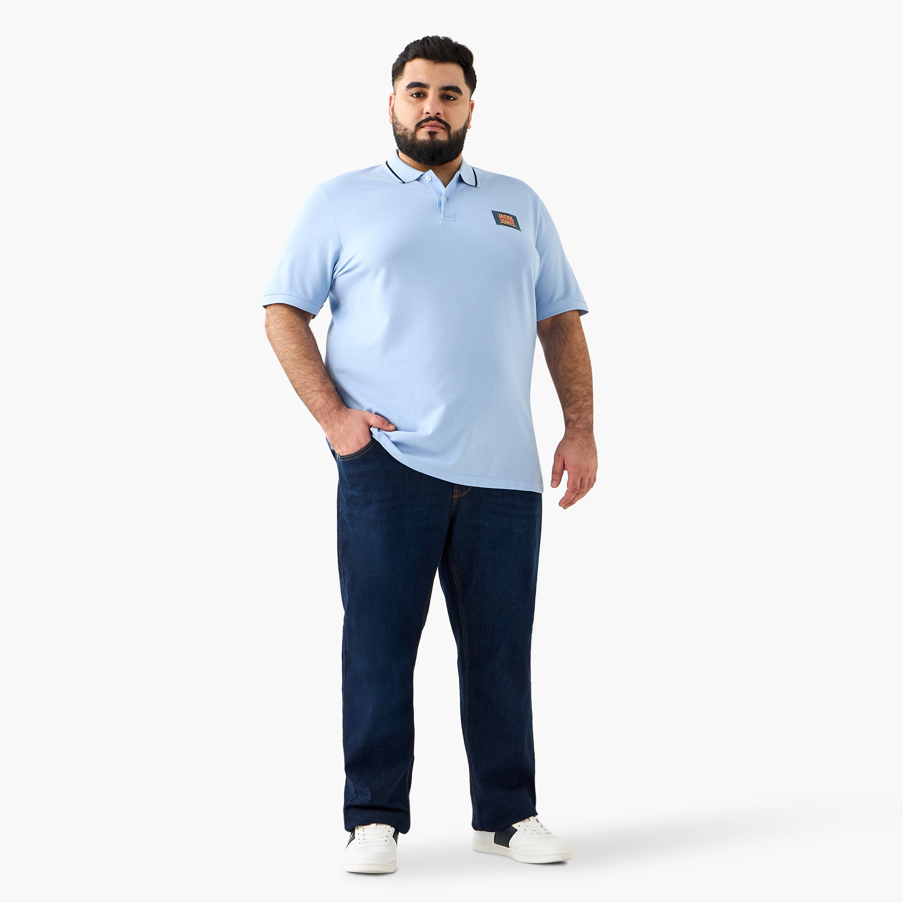 تيشيرت بولو رجالي بأكمام قصيرة بأكمام كبيرة من جاك آند جونز بياقة بسيطة-men-clothing-tshirtsandpolos-polos-image-2